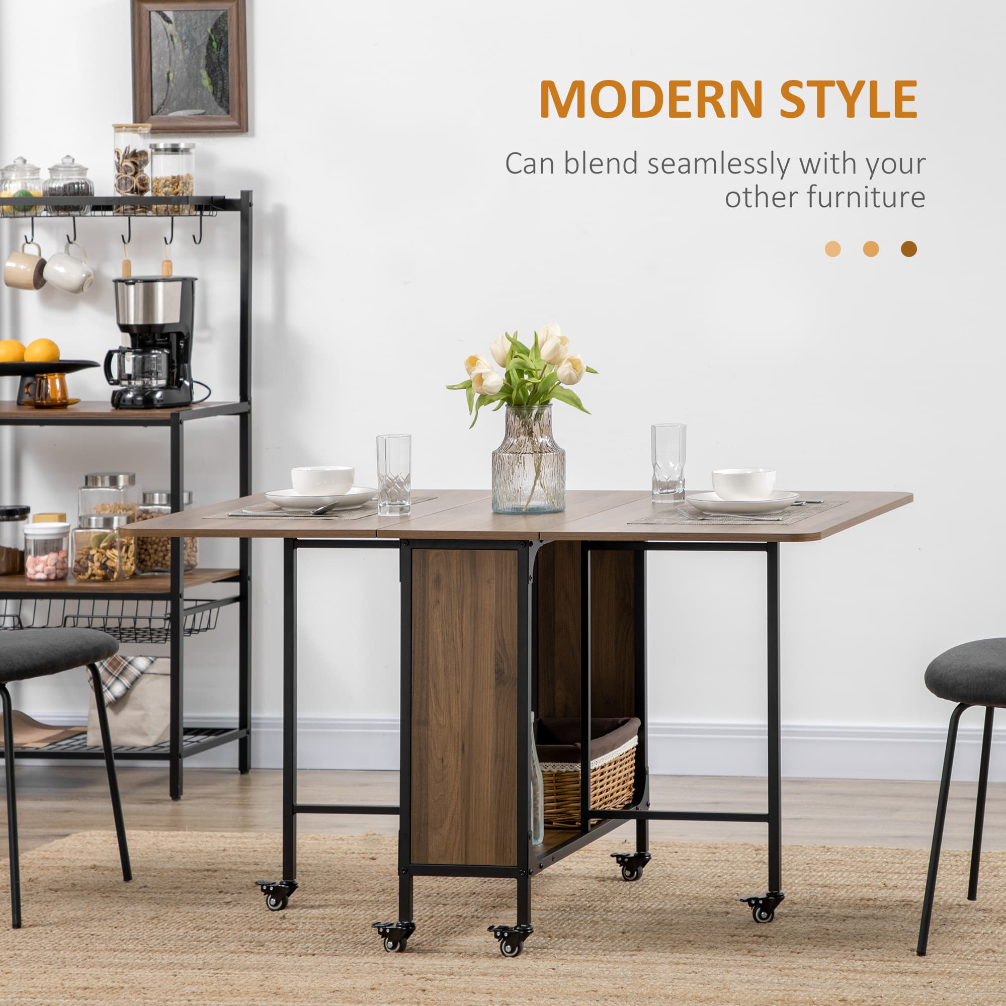 Effortless Space-Saving 6-Seater Drop Leaf Dining Table - image 1