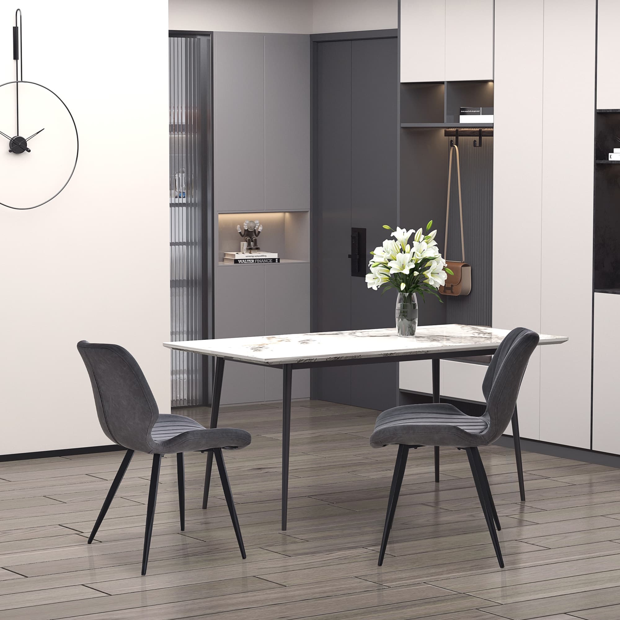 Transform Your Dining Space with Vintage Grey Leather Chairs - image 1