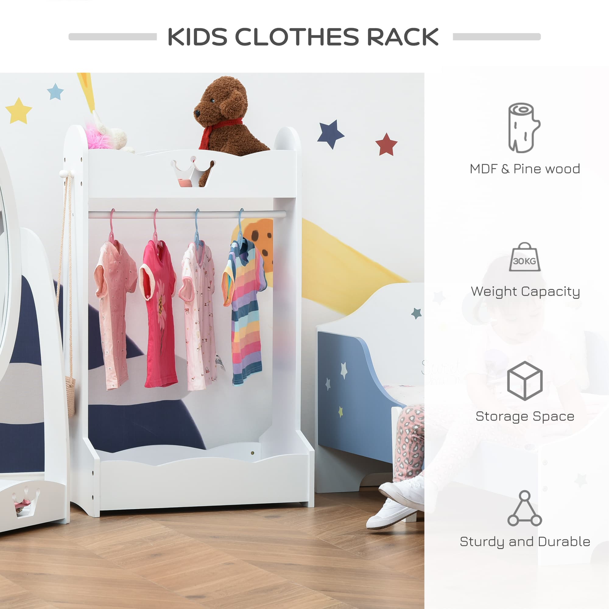 Transform Their Space with this Kids Wooden Clothes Rail - image 3