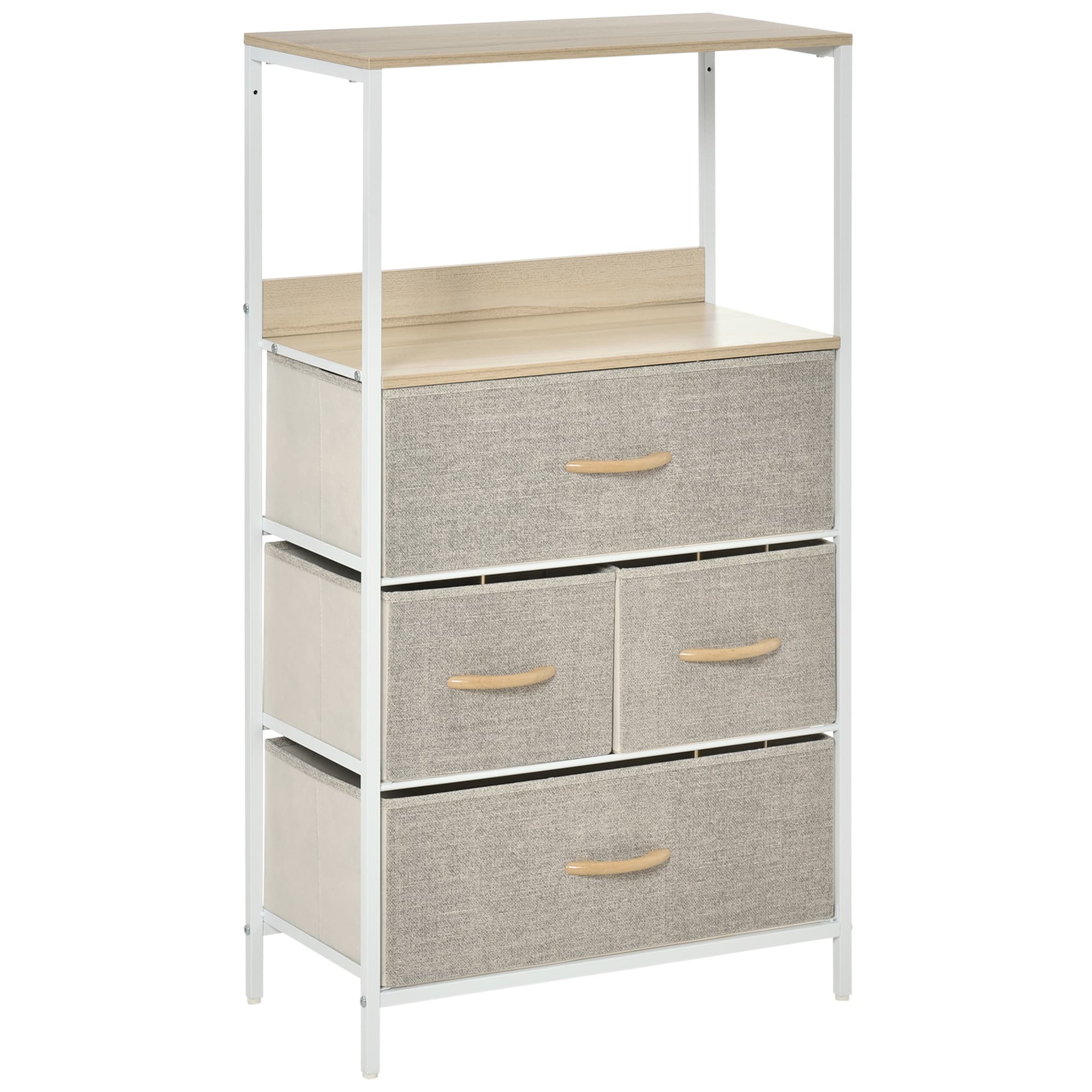 Metal-Framed Storage Unit with Fabric Drawers and Open Shelves - image 10