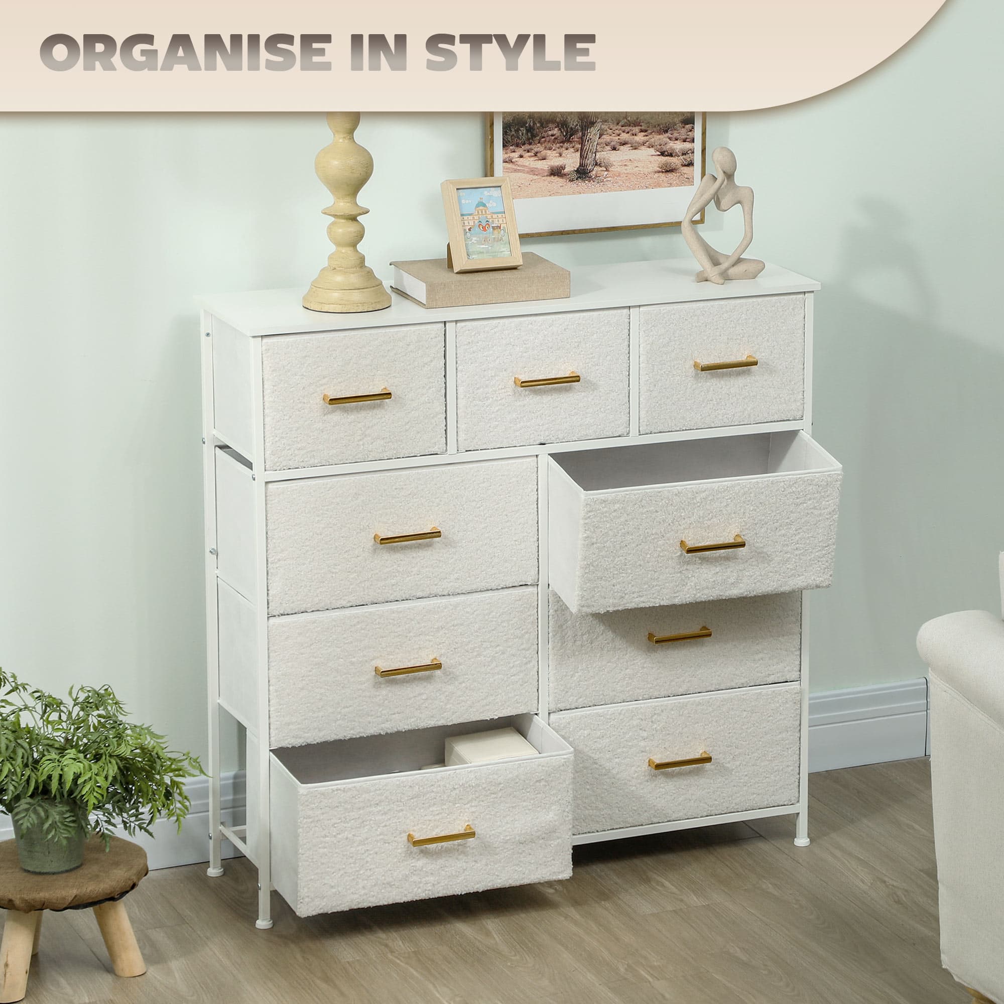 Transform Your Space with this Cream Boucle 9-Drawer Chest - image 5