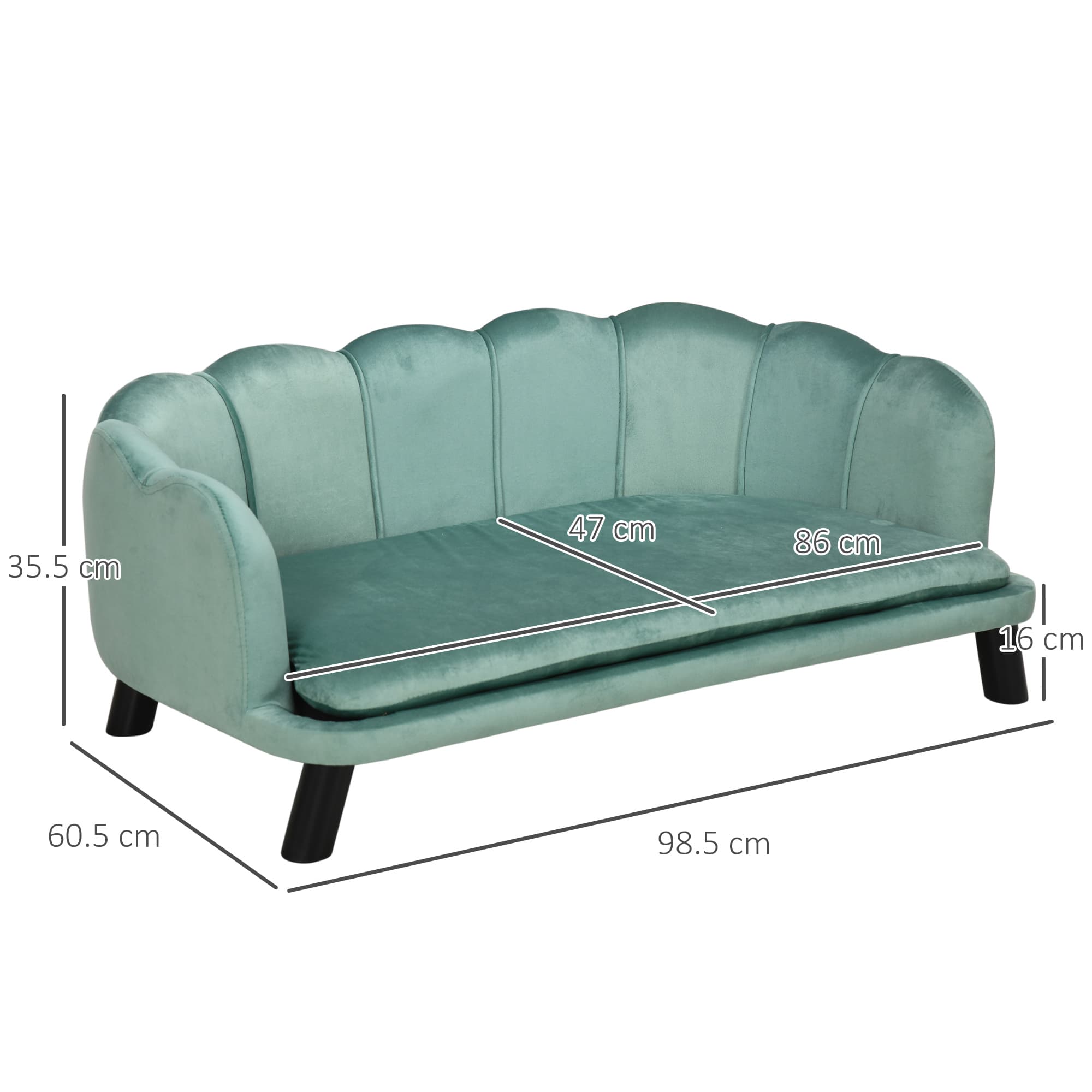PawHut Luxury Green Dog Sofa Bed for Medium & Large Dogs - image 2