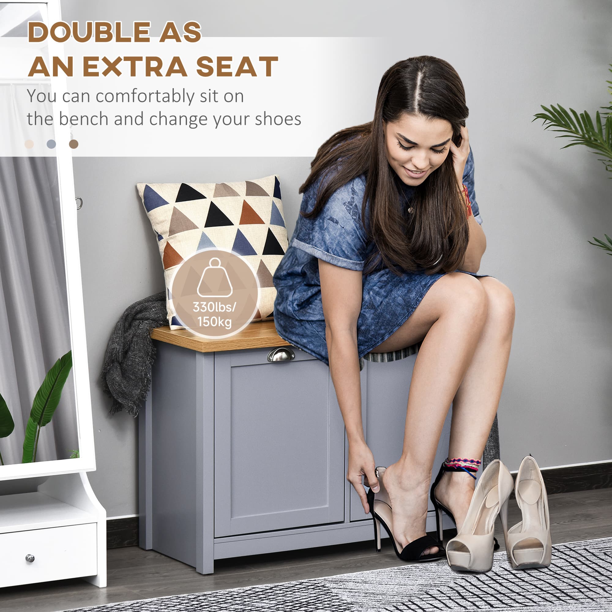 Transform Your Hallway with this Modern Grey Shoe Bench - image 4