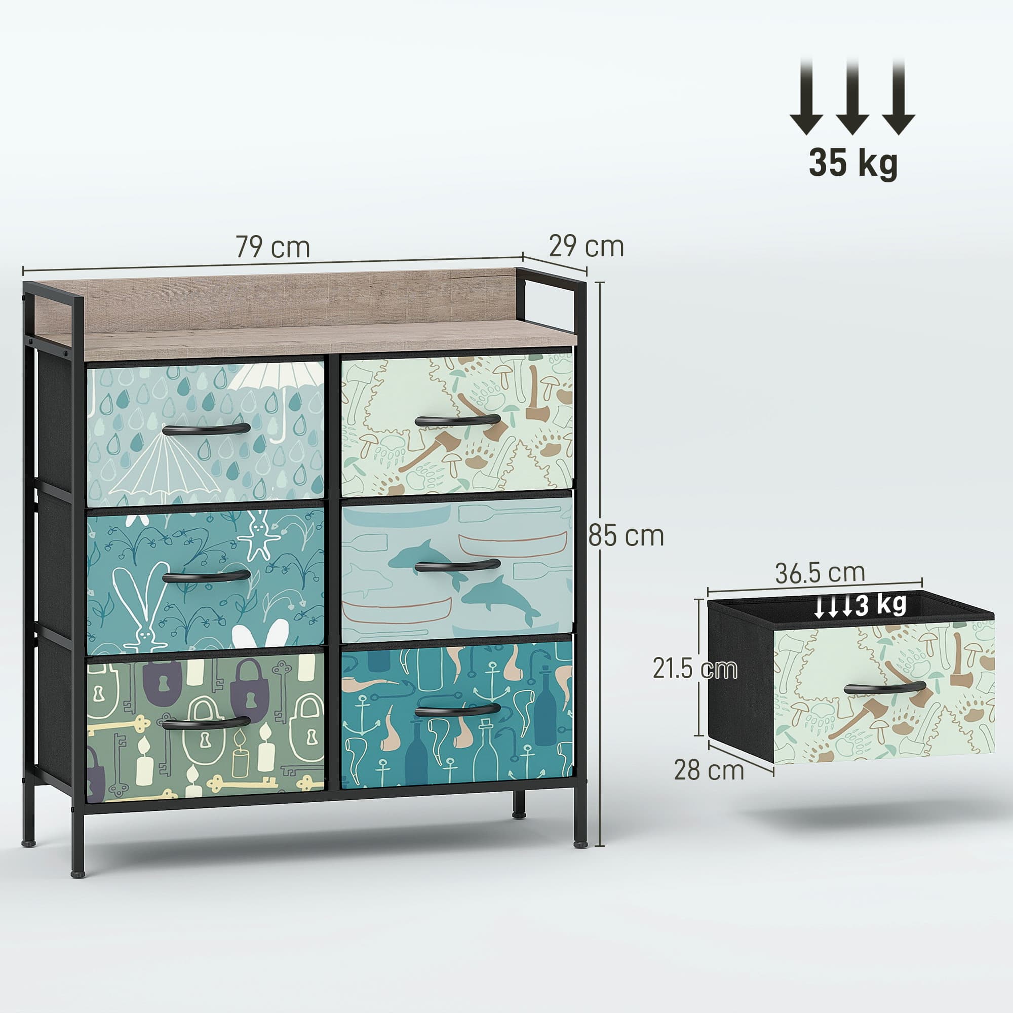 6-Drawer Storage Chest with Illustrated Fabric Drawers - image 10