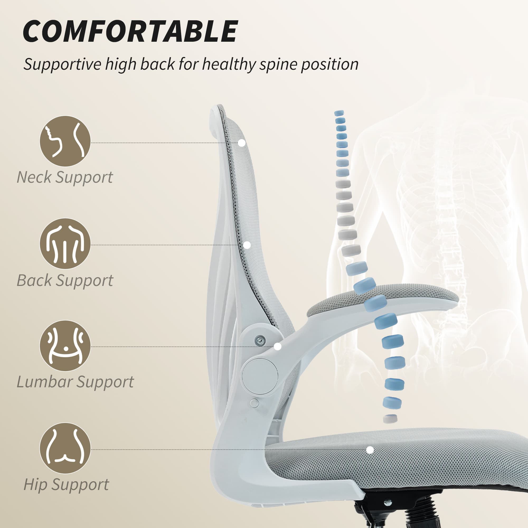 Light Grey Foldable Mesh Office Chair for Effortless Comfort - image 2