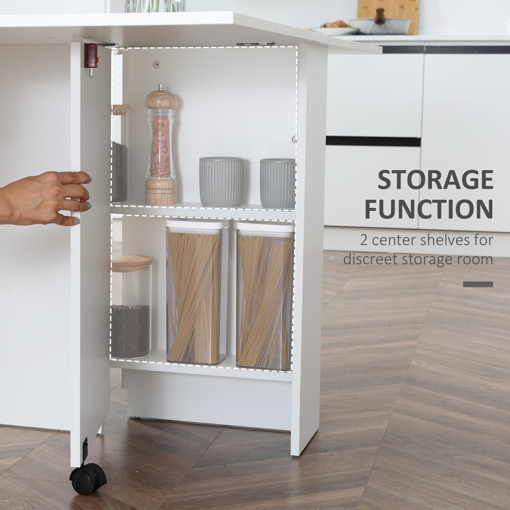 Space-Saving White Drop Leaf Dining Table with Storage - image 1