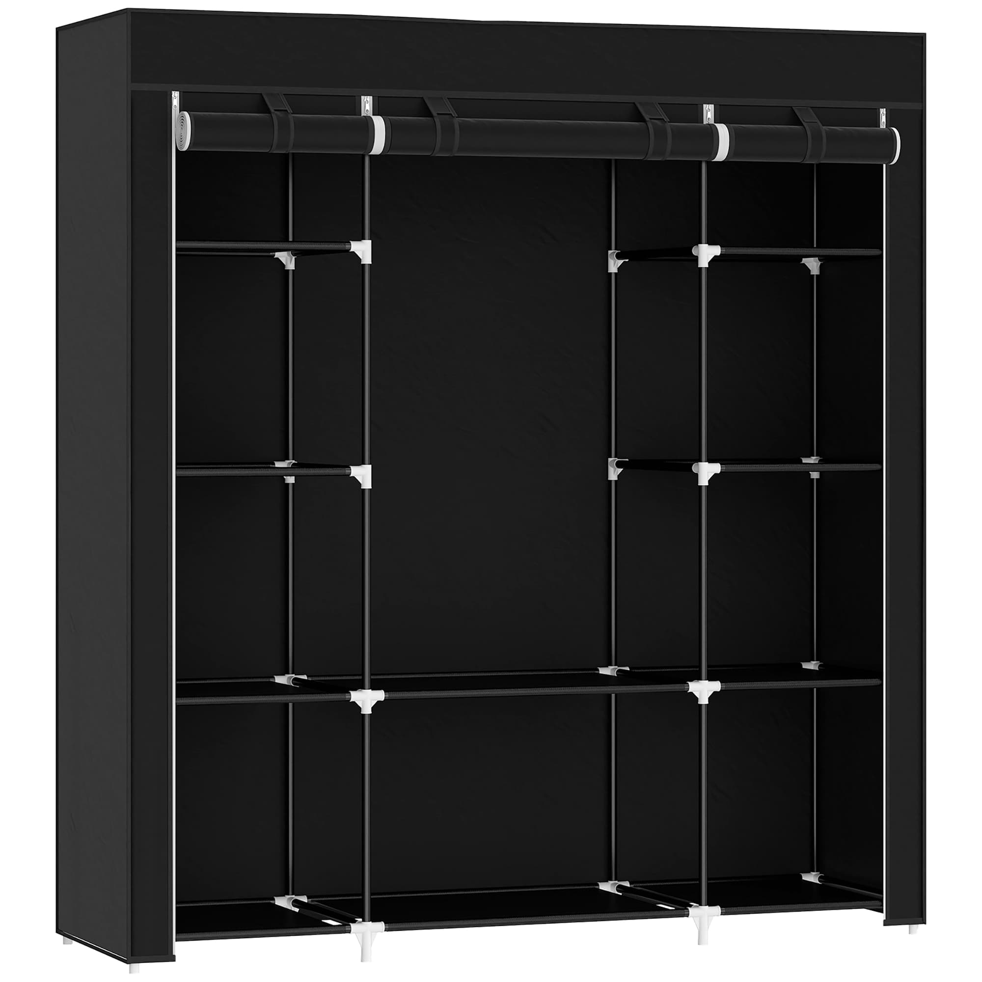 Freestanding Black Fabric Wardrobe for Bedrooms Without Built-In Space - image 8