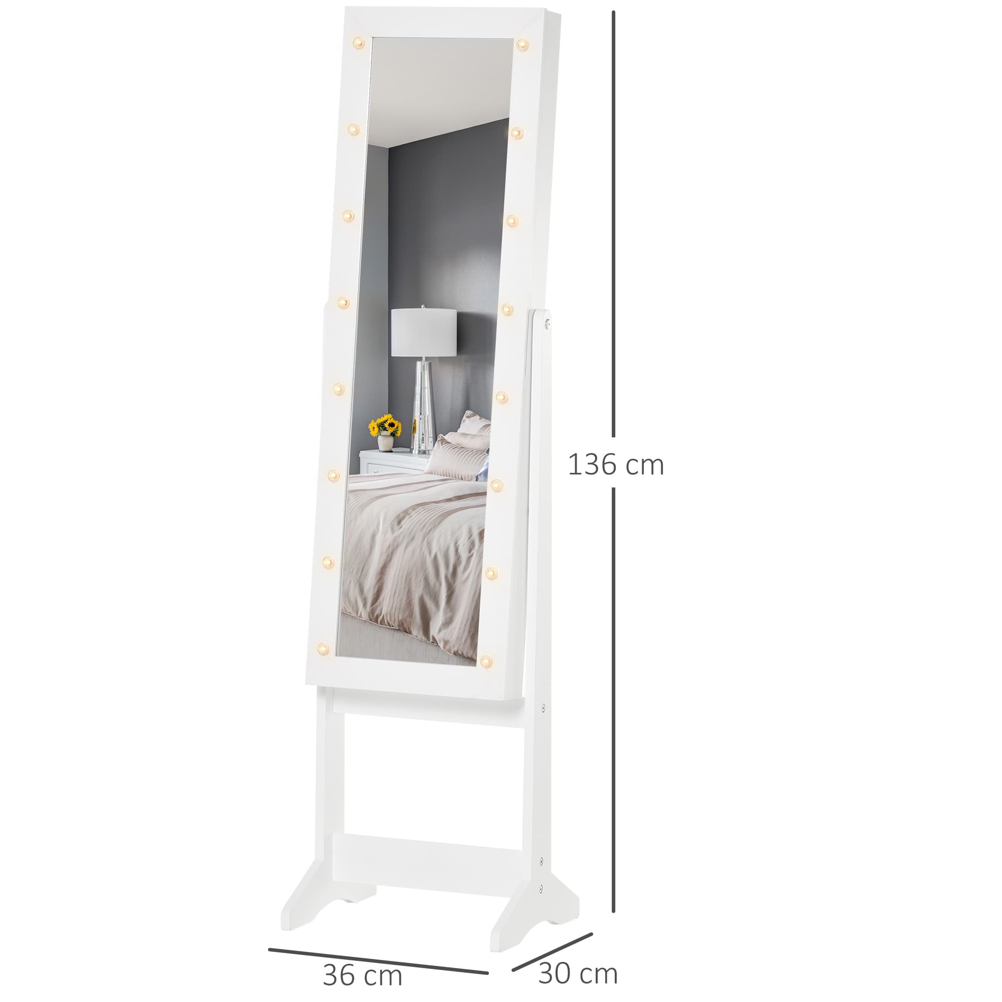 Illuminated Free Standing Mirrored Jewellery Cabinet - image 3