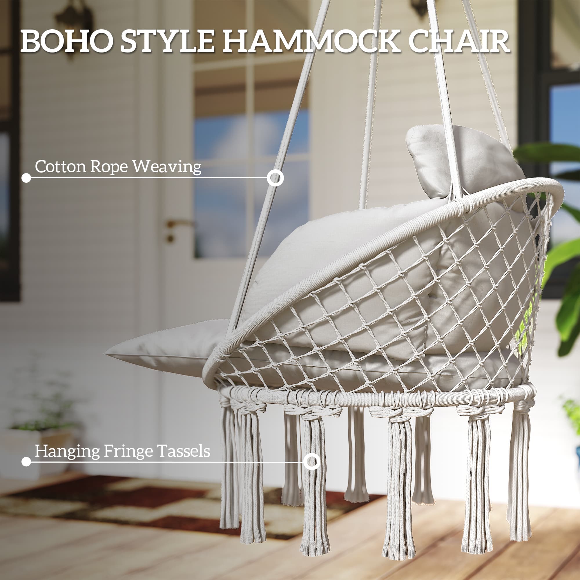 Transform Your Space with this Boho Cream Hanging Chair - image 1