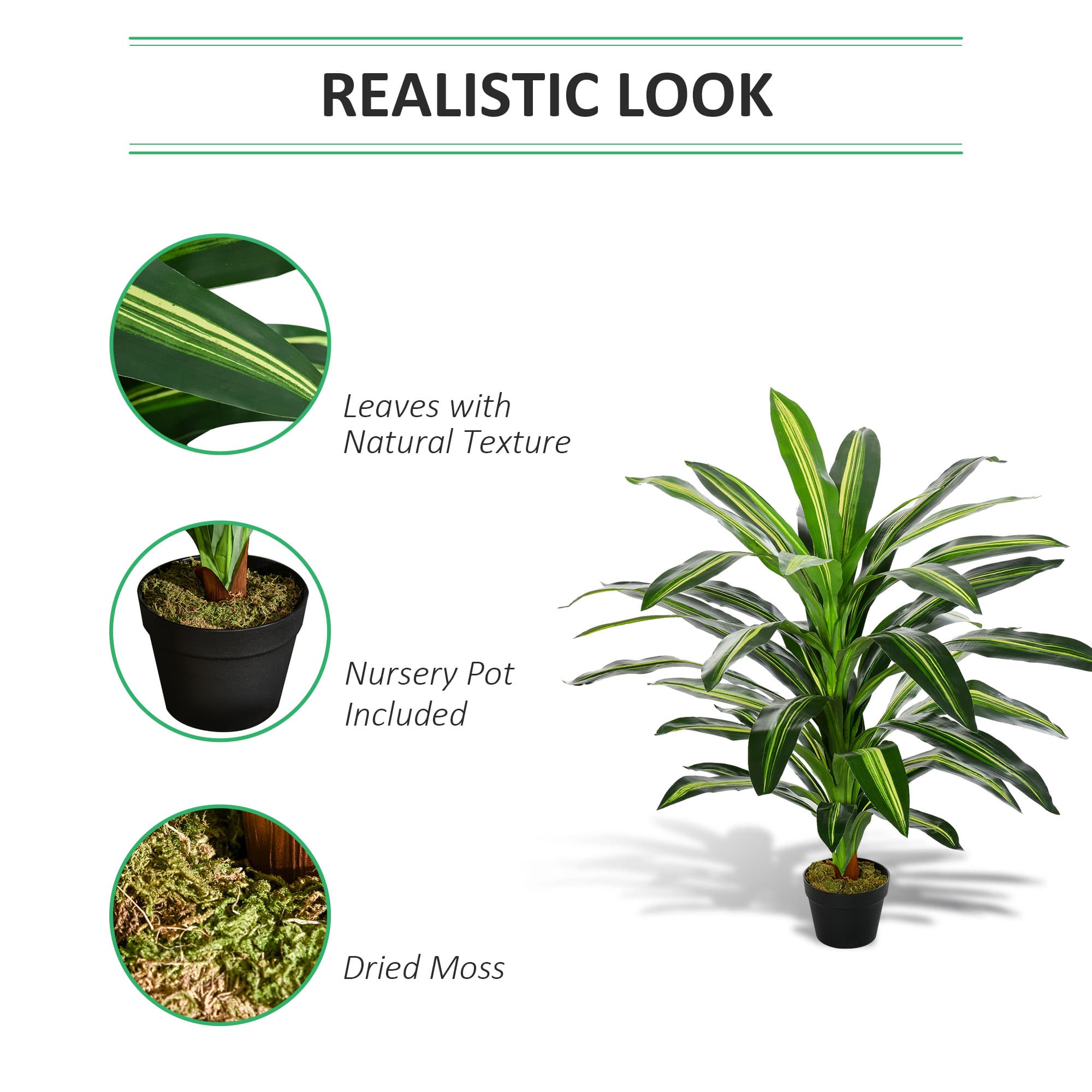 Artificial Dracaena Plant in Pot for Indoor Greenery - image 3