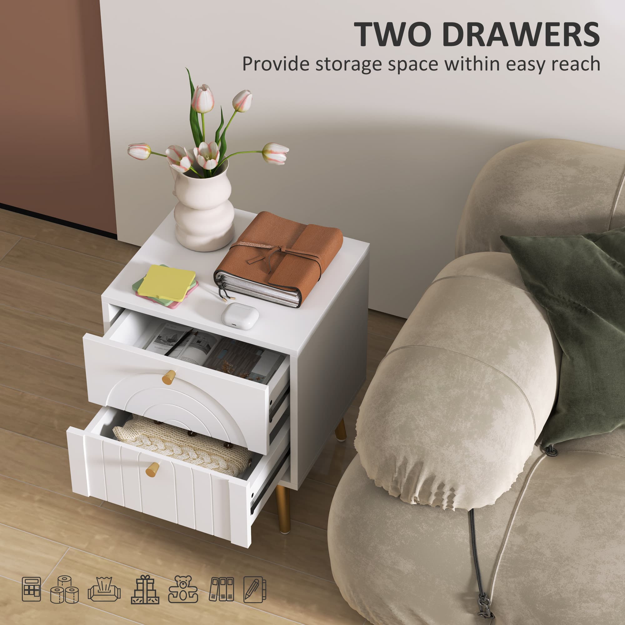 Transform Your Bedroom with Elegant White & Gold Bedside Tables - image 4
