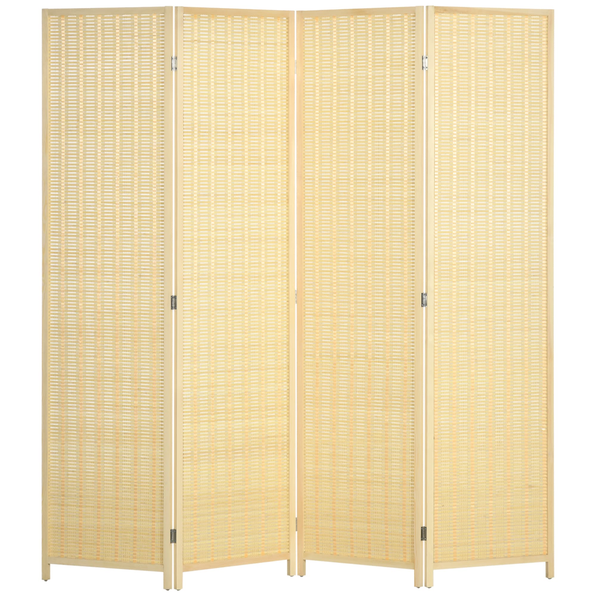 Transform Your Space with this Natural 4-Panel Room Divider - Natural wood finish