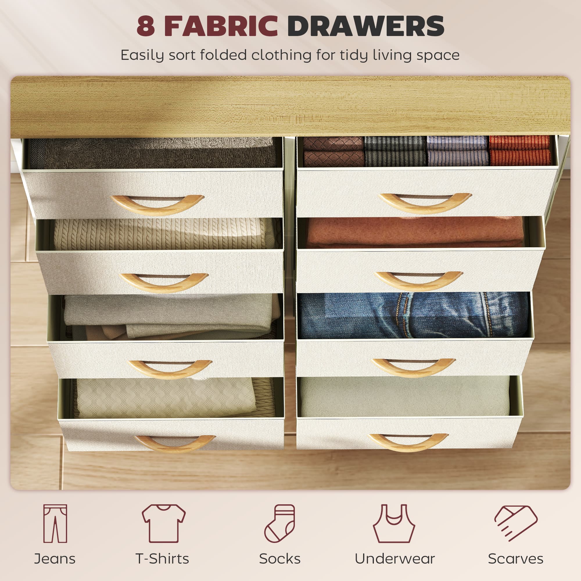 Effortless Organisation: Beige 8-Drawer Fabric Chest - image 1