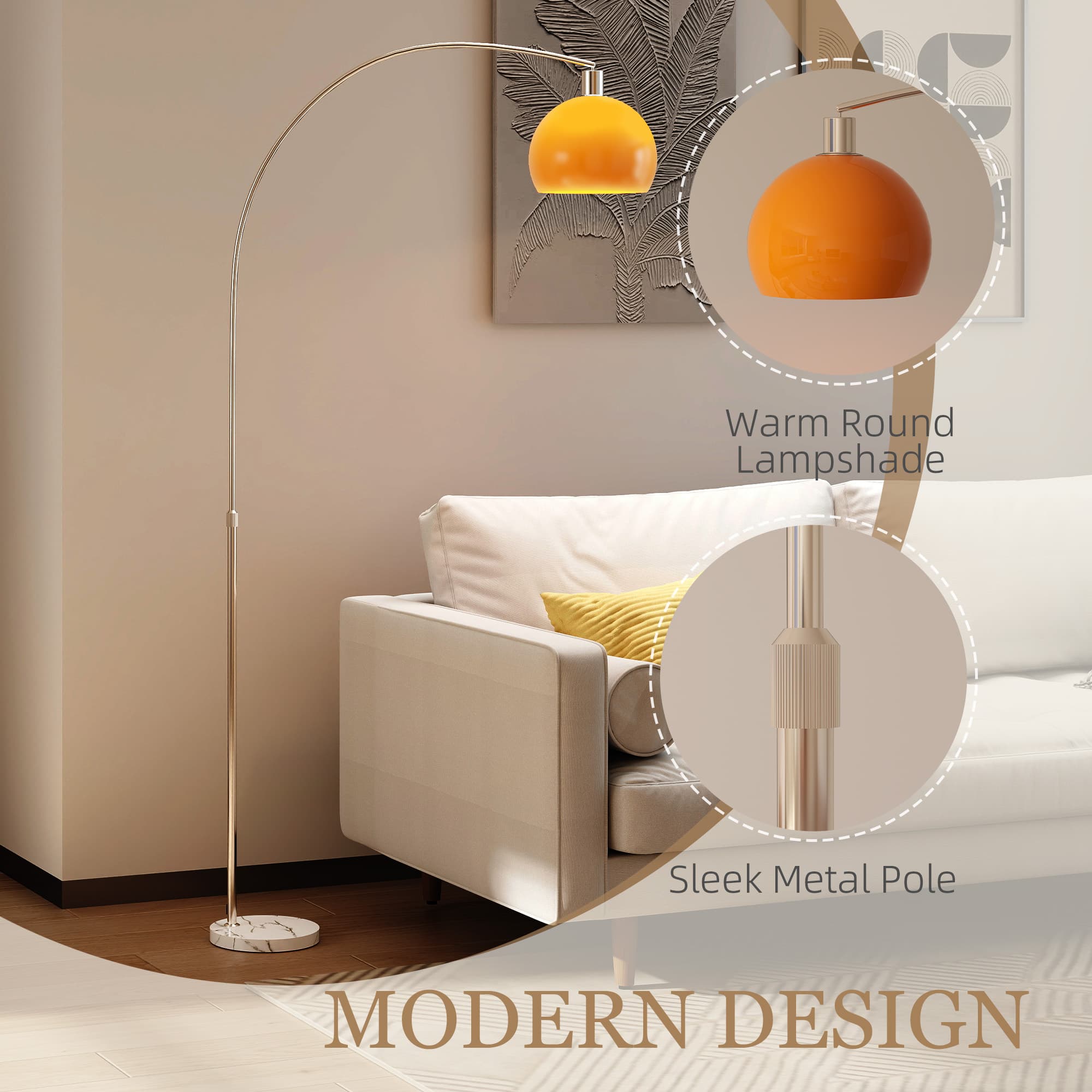Transform Your Space With This Modern Orange Curved Floor Lamp - image 1