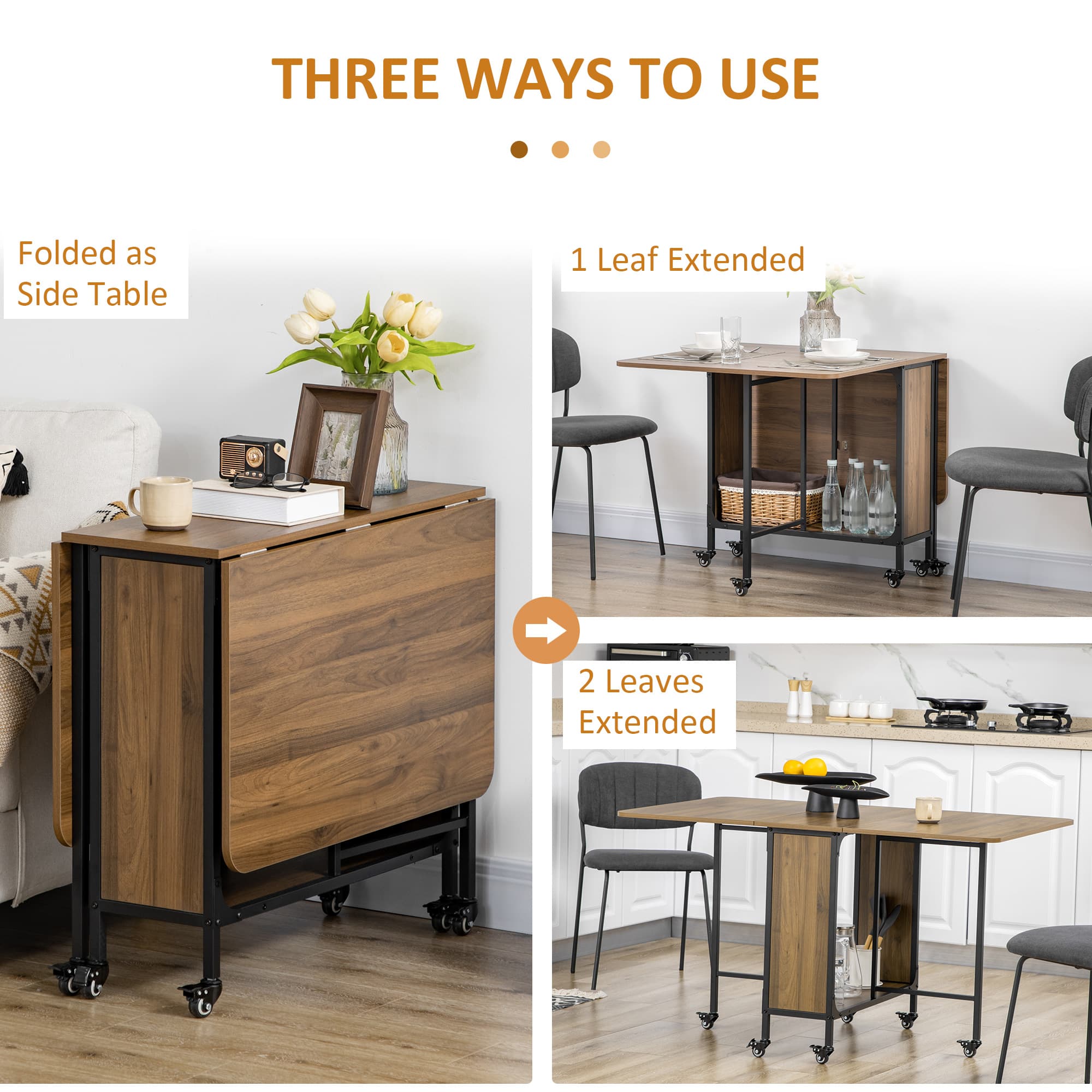 Effortless Space-Saving 6-Seater Drop Leaf Dining Table - image 5