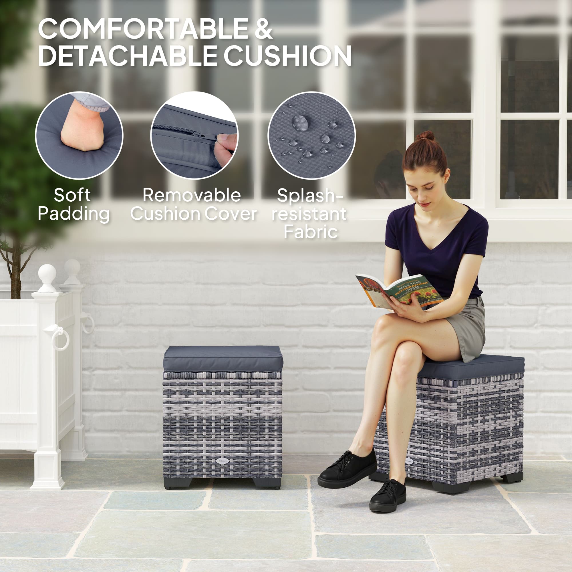 Transform Your Space with Dark Grey Rattan Storage Ottomans - image 4