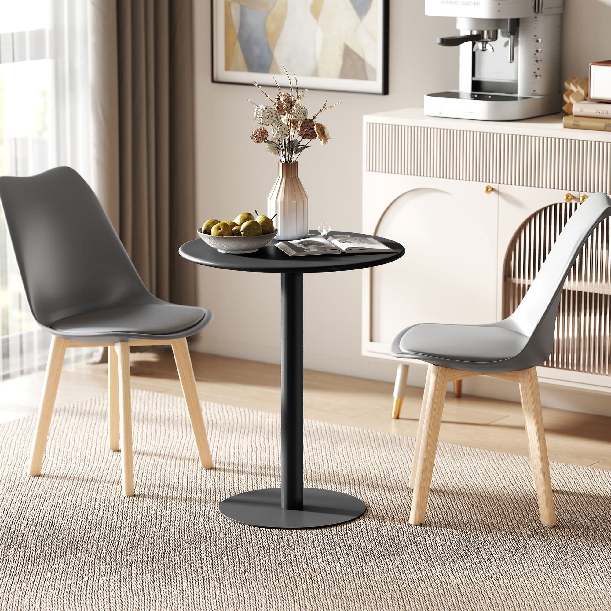 60cm Round Steel Dining Table in Matte Black - image 9