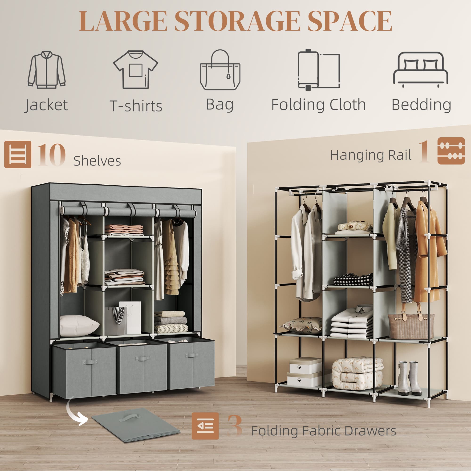 Clothes with a portable light grey wardrobe - image 6