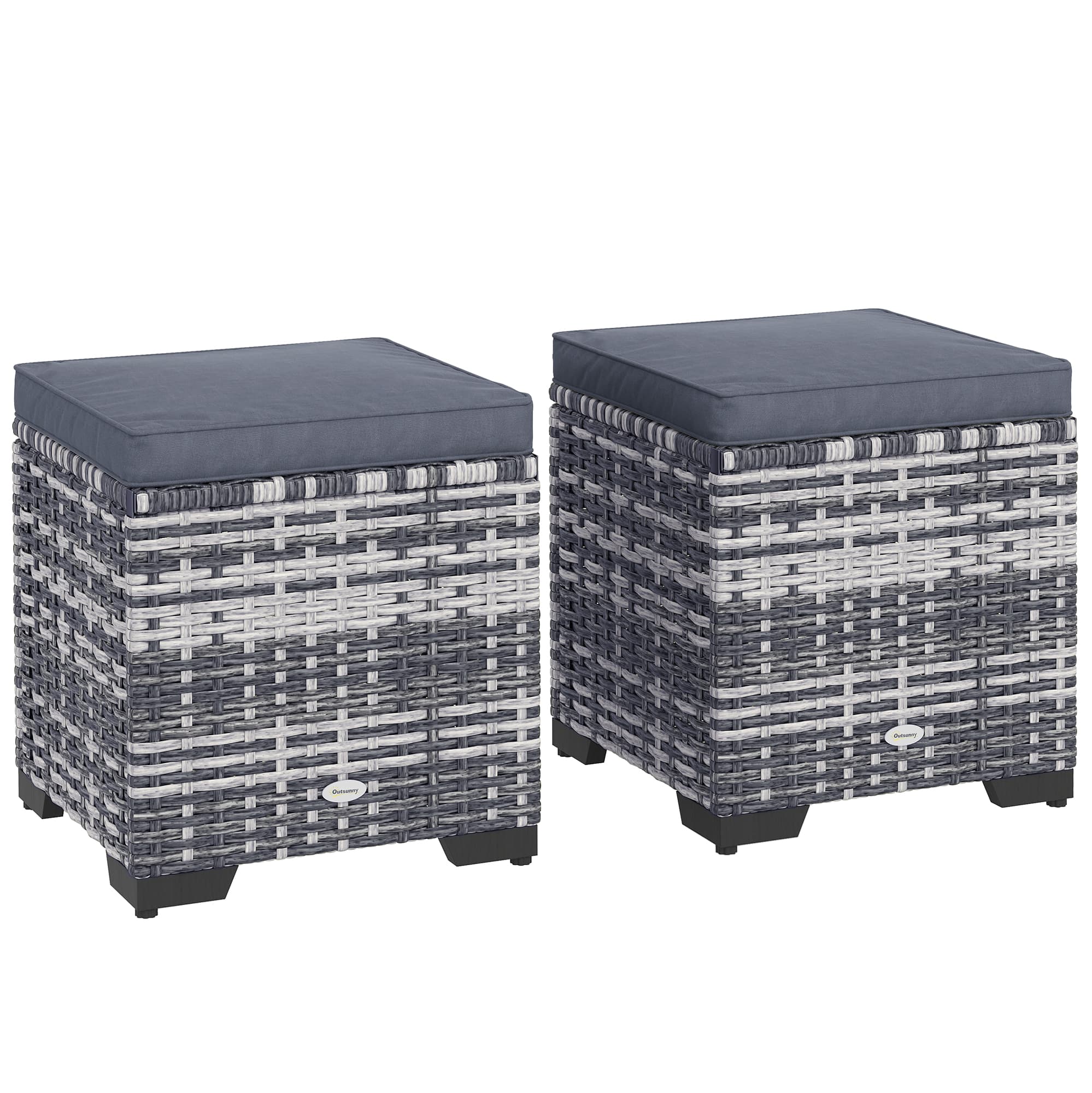 Transform Your Space with Dark Grey Rattan Storage Ottomans - Dark Grey
