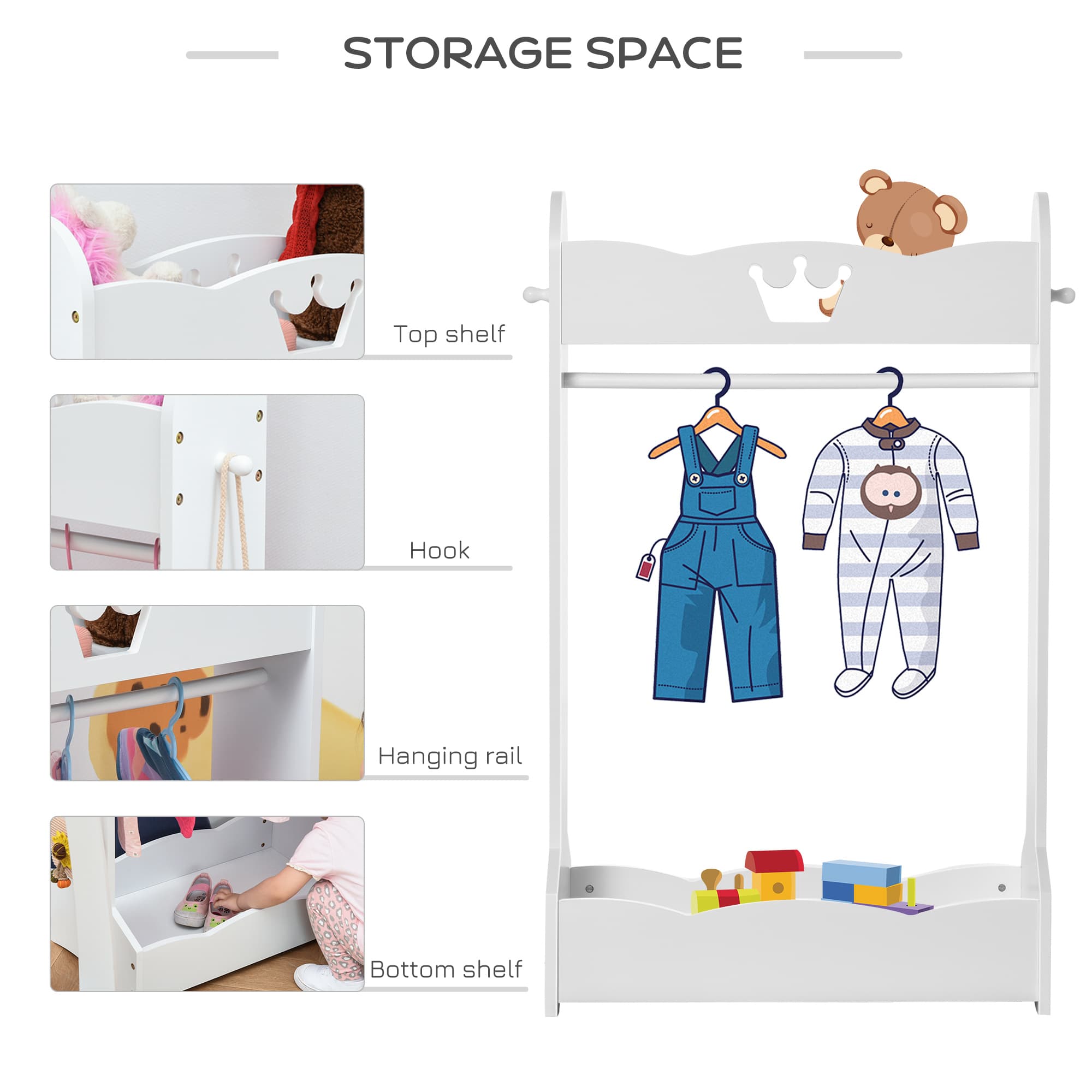 Transform Their Space with this Kids Wooden Clothes Rail - image 2