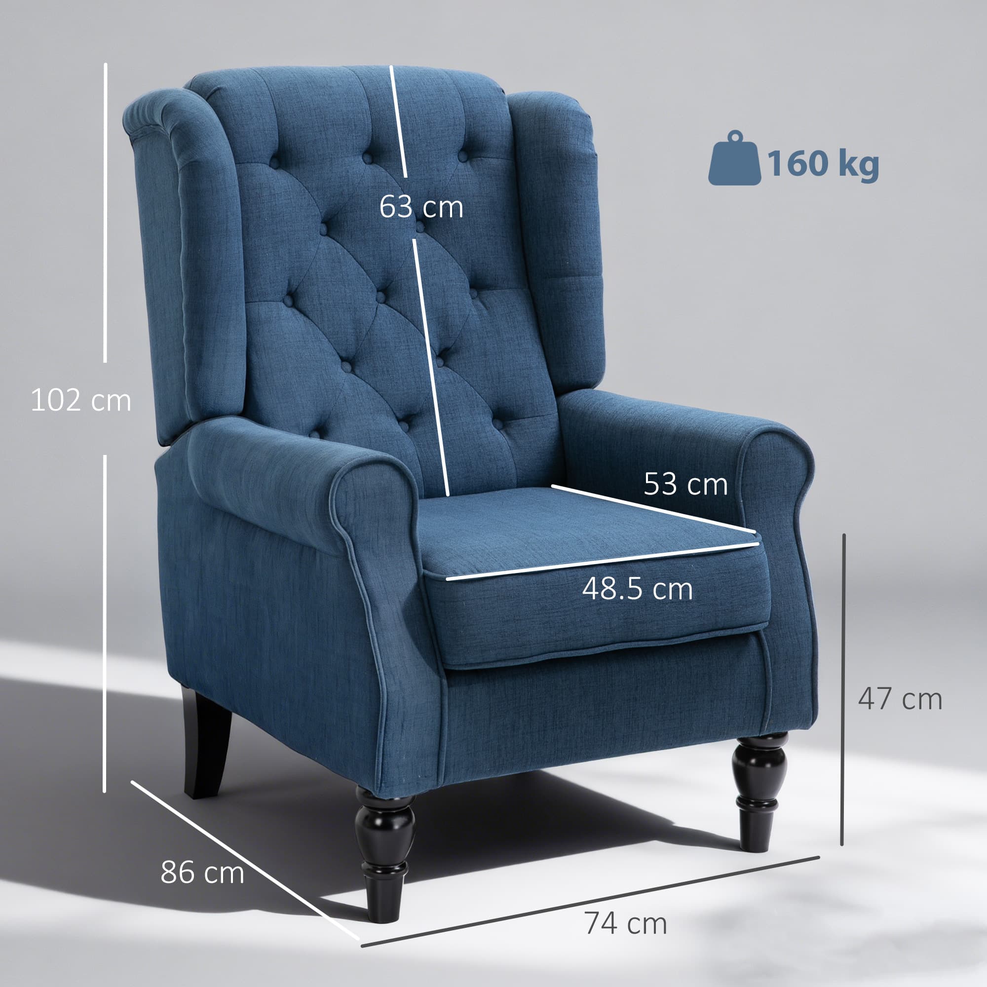 Transform Your Living Space with this Retro Blue Wingback Chair - image 2