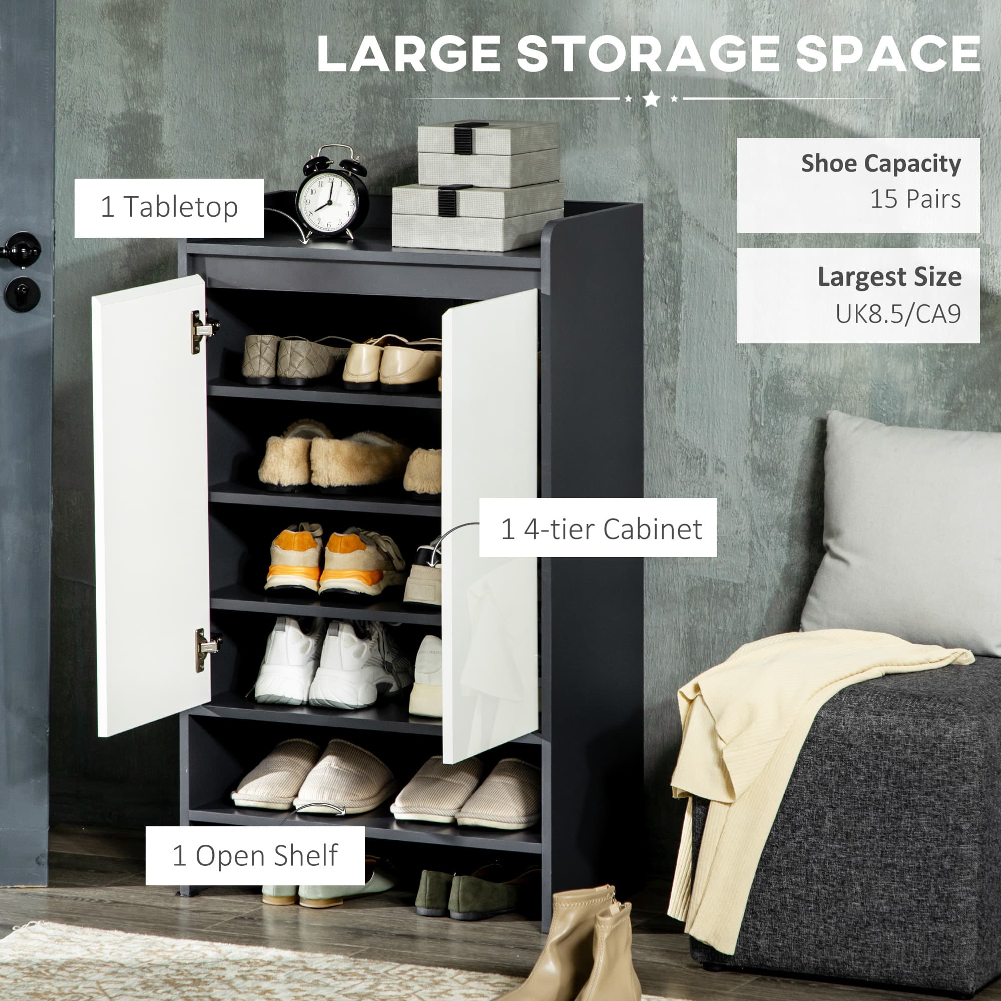 Modern Grey & White Shoe Cabinet for Clutter-Free Hallways - image 4
