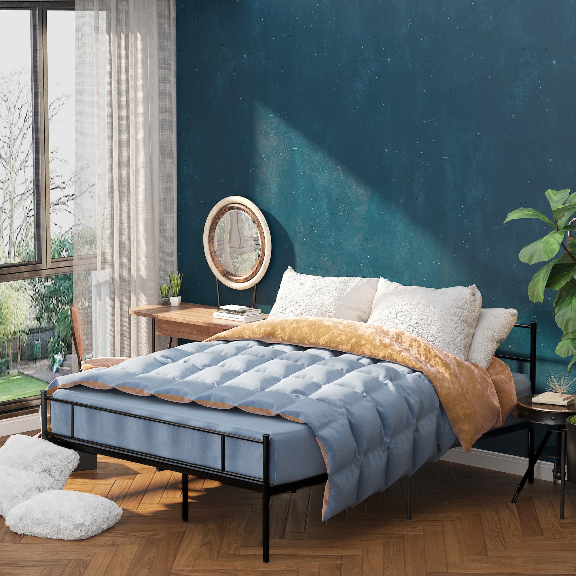 Minimalist Black Metal King Bed Frame With Clever Storage - image 3