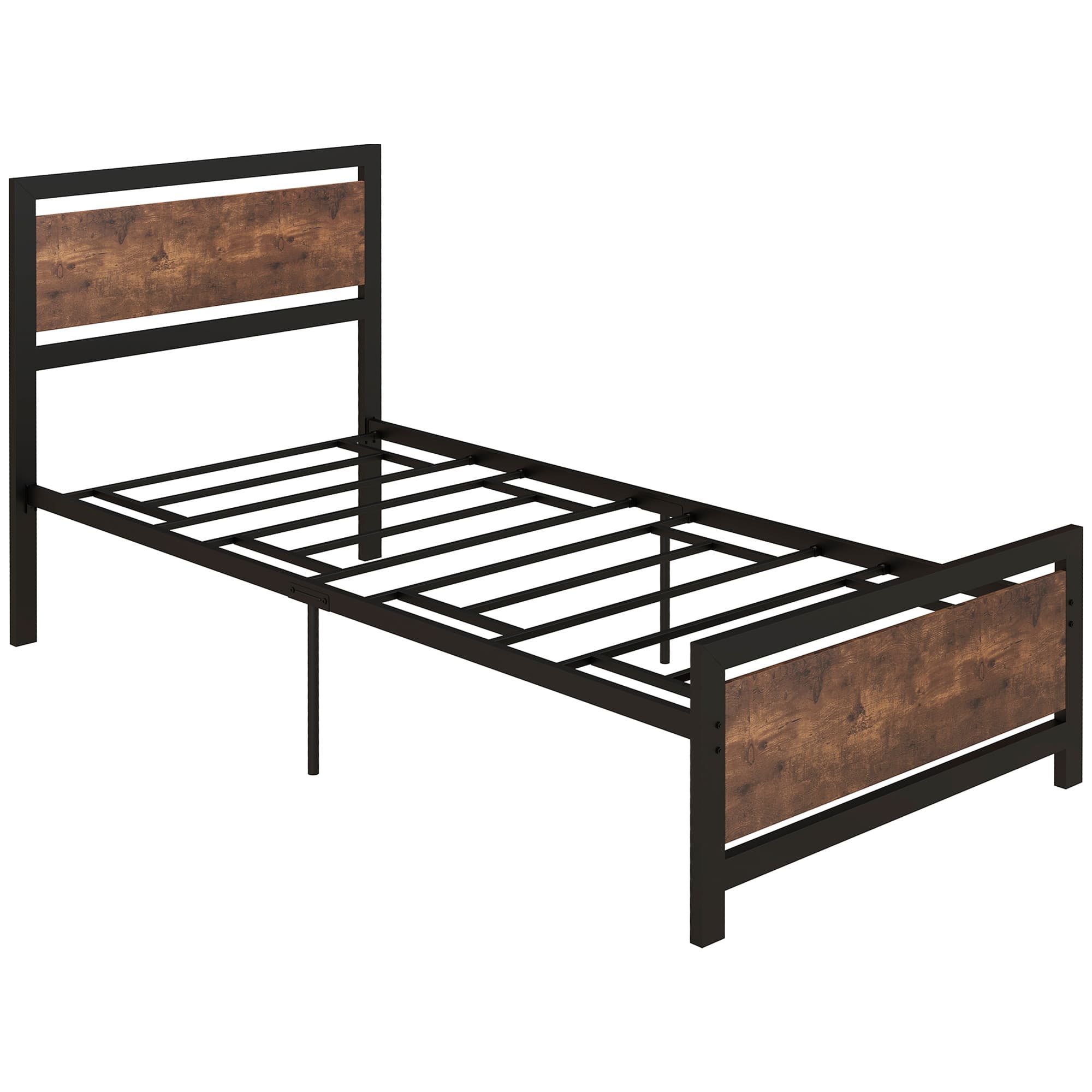 Transform Your Bedroom with this Industrial Single Bed - Black Rustic Brown