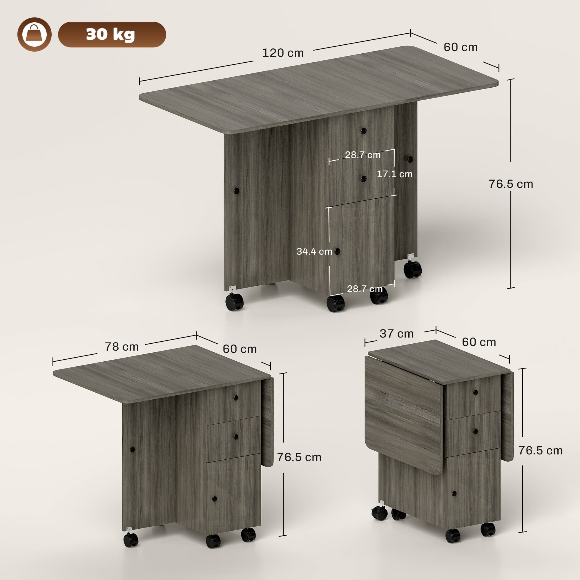 Transform Your Space with this Grey Drop Leaf Dining Table - image 4