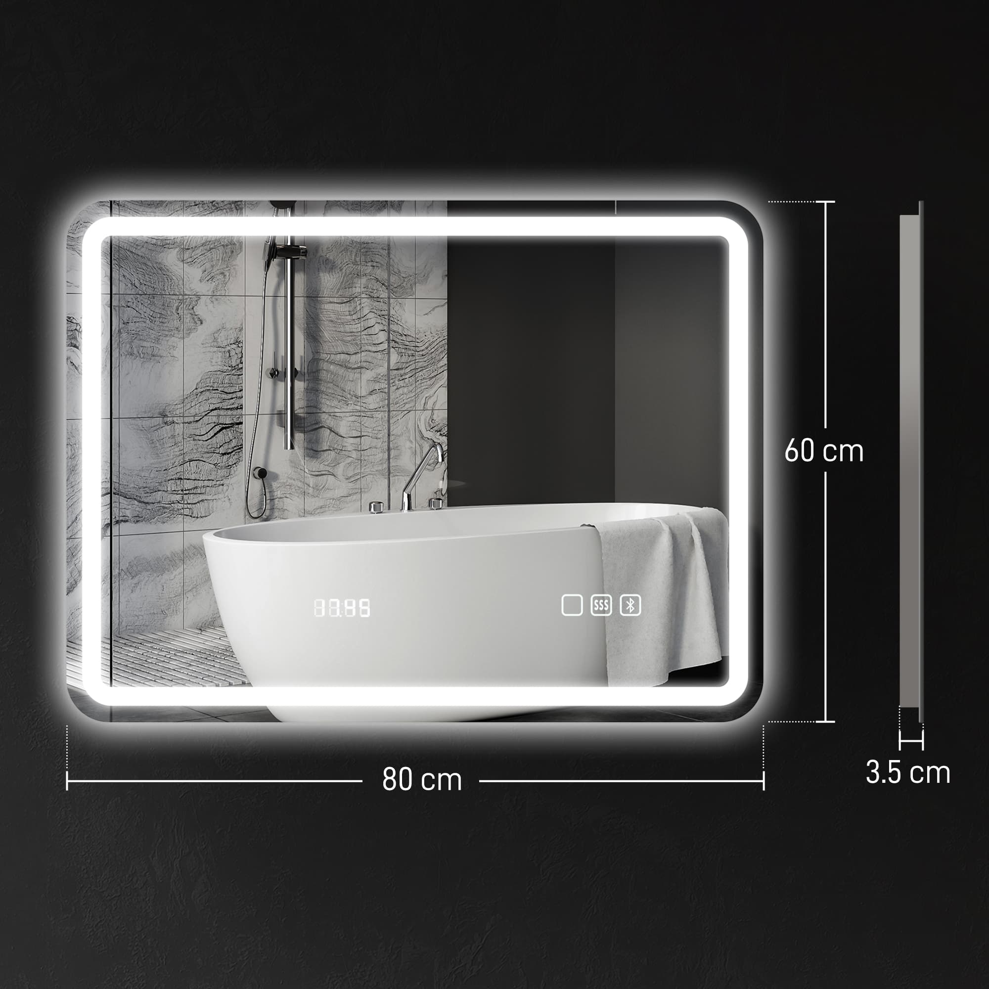 Effortless Grooming: 80x60cm Bluetooth LED Bathroom Mirror - image 1