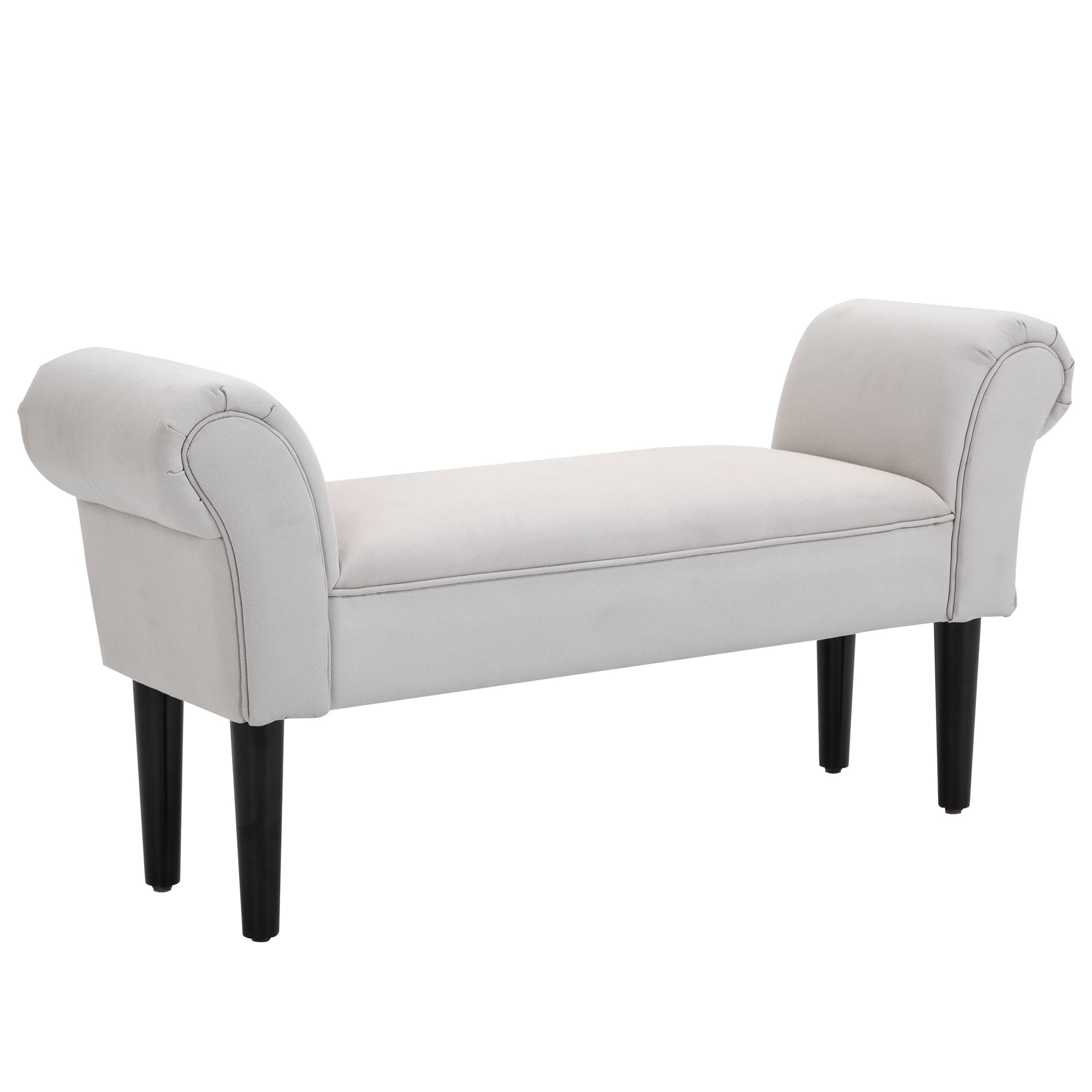 Modern Greyish White Upholstered Window Seat Bench - Grey