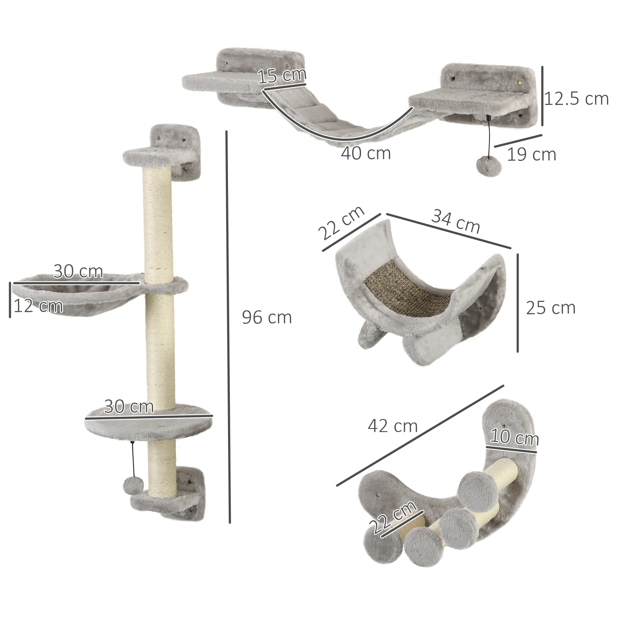 Elevate Their Playtime: PawHut Grey Cat Wall Furniture - image 5