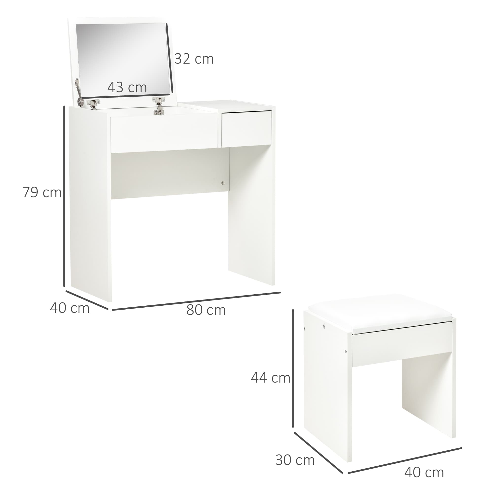 Elegant White Vanity Table Set with Concealed Flip-Up Mirror - image 5