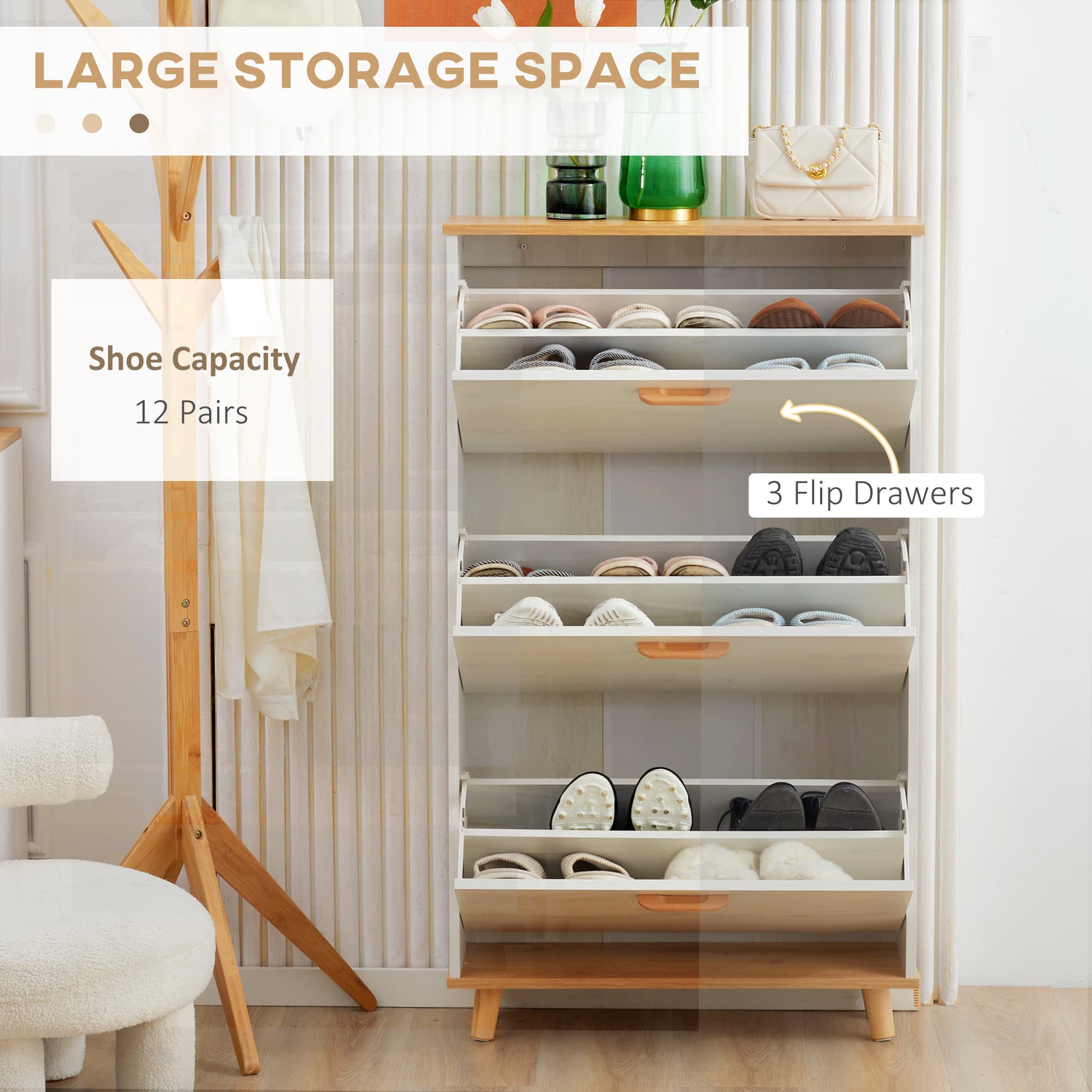 Effortless Entryway Storage: Slim 3-Drawer Shoe Cabinet - image 4