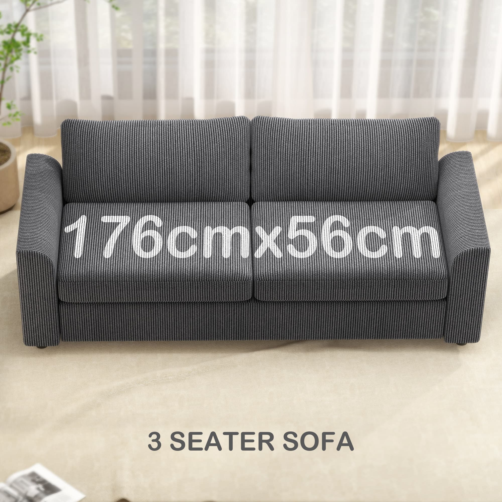 Transform Your Lounge With This Premium Grey Corduroy Sofa - image 1