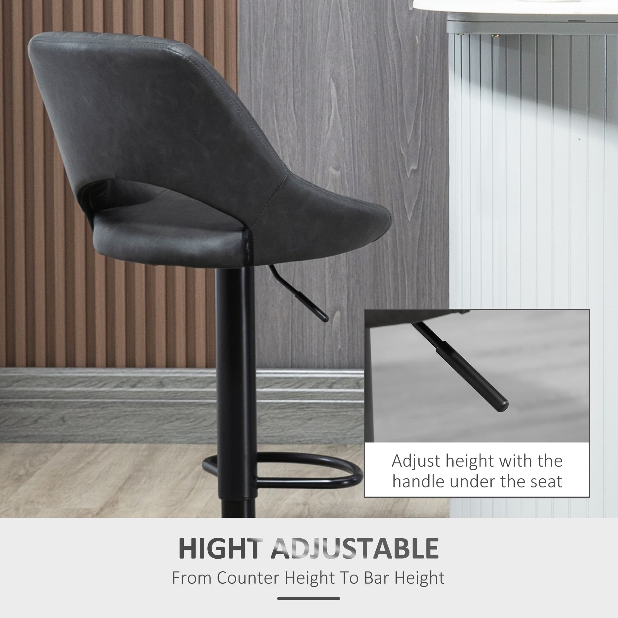 Effortless Comfort: Grey PU Leather Swivel Bar Stools Set of 2 - image 1