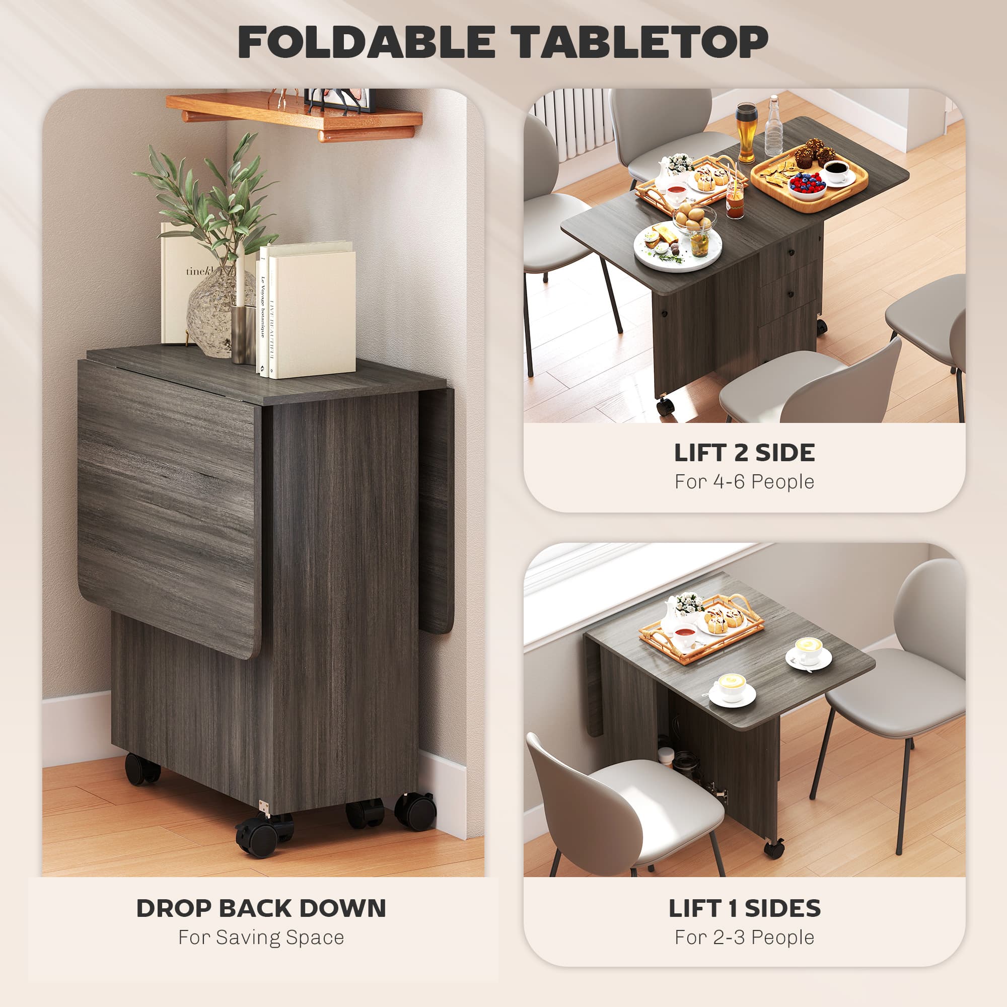 Transform Your Space with this Grey Drop Leaf Dining Table - image 5
