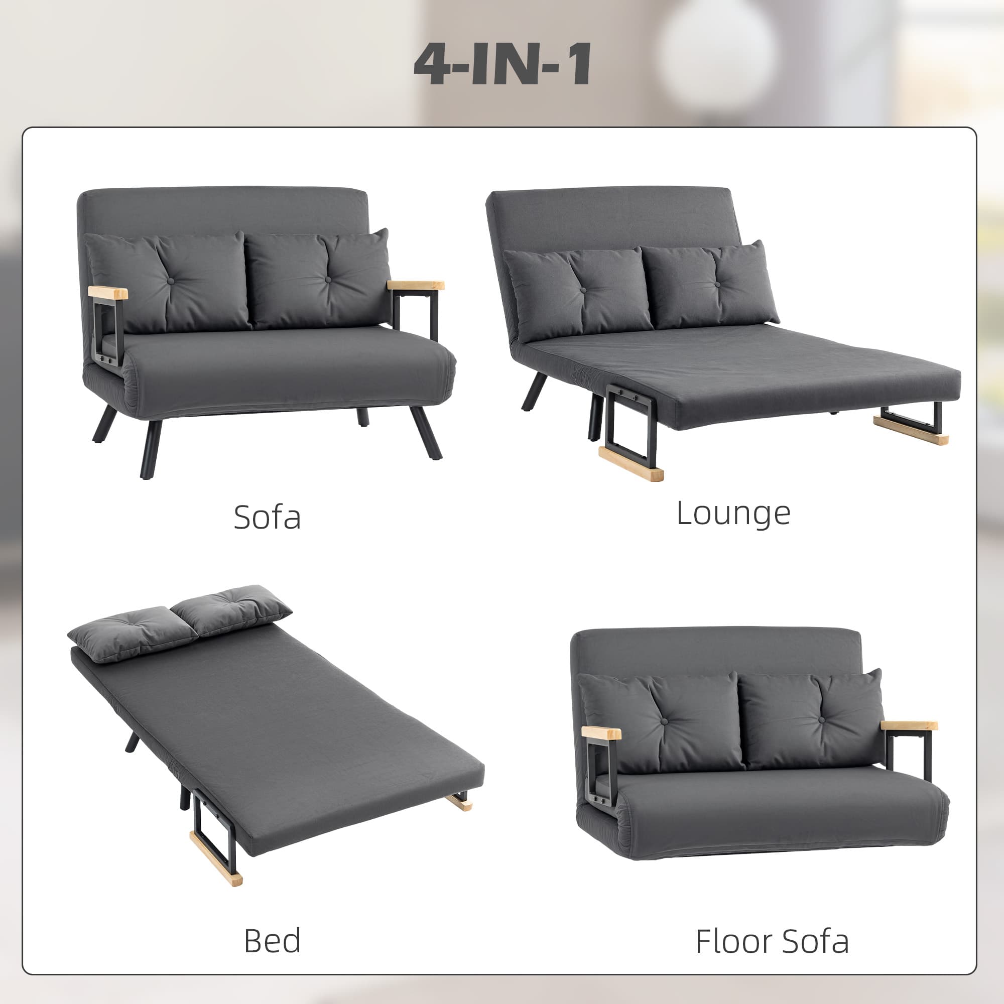 Transform Your Space with this 4-in-1 Velvet Double Sofa Bed - image 5
