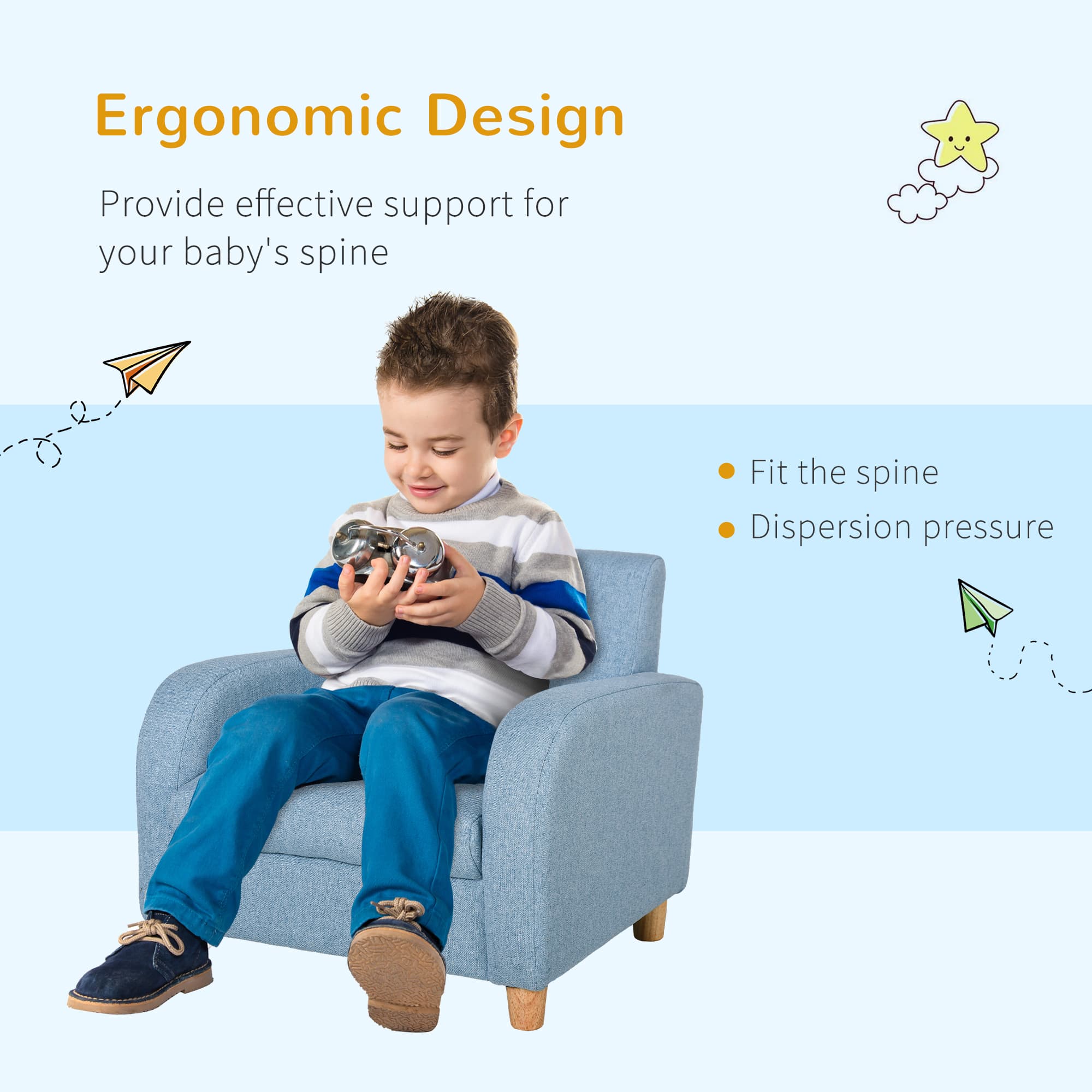 Premium Blue Children's Armchair for Effortless Comfort - image 1