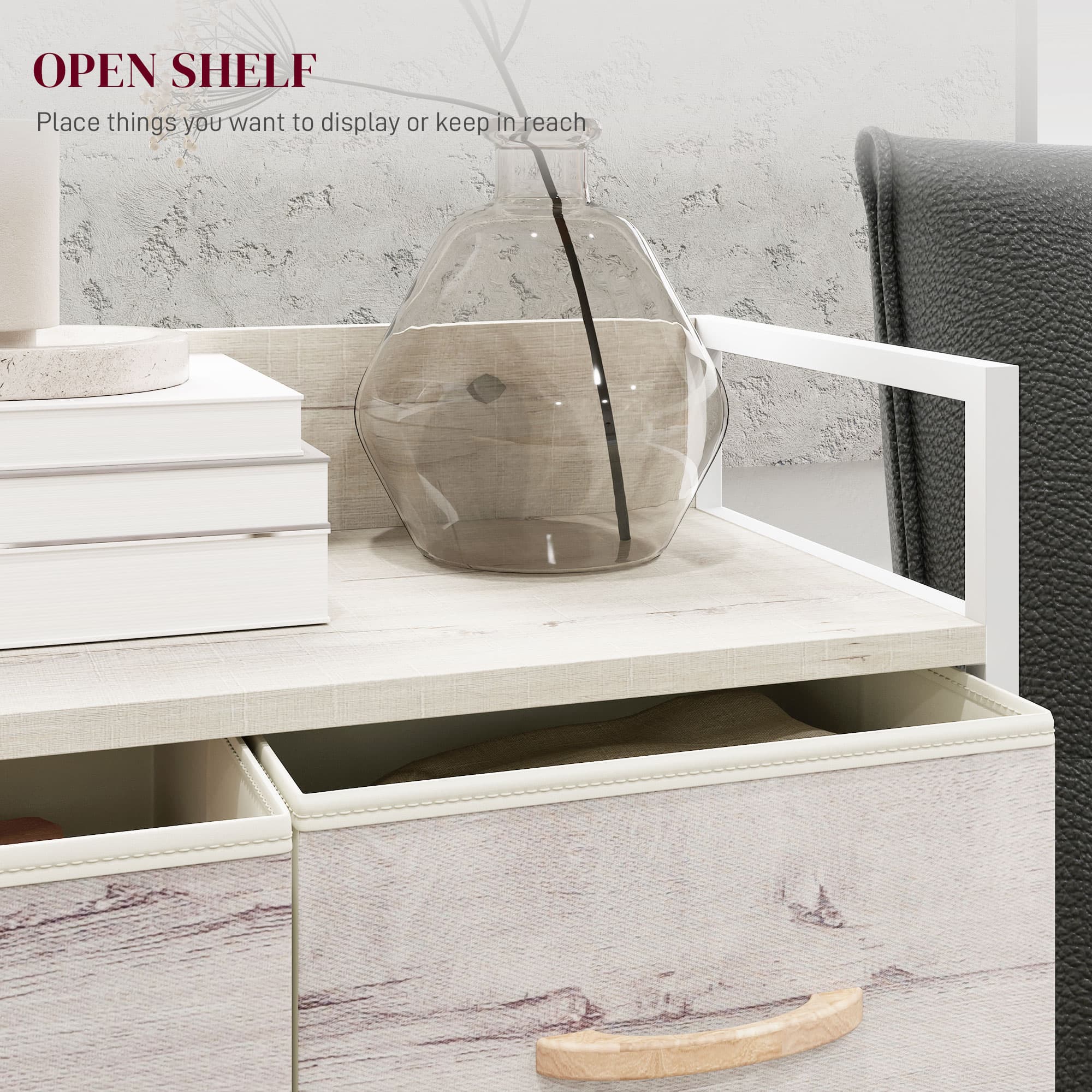 Four-Drawer Fabric Chest with Rustic Wood-Print Design - image 10