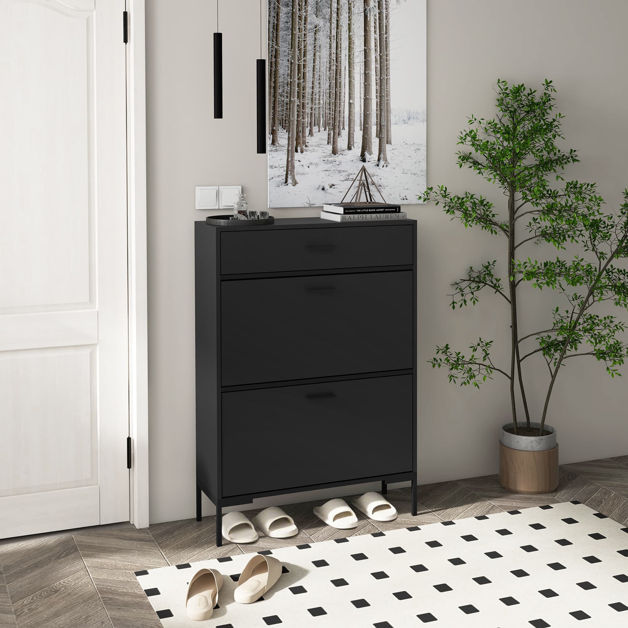 Transform Your Hallway with this Slim Black Shoe Cabinet - image 1