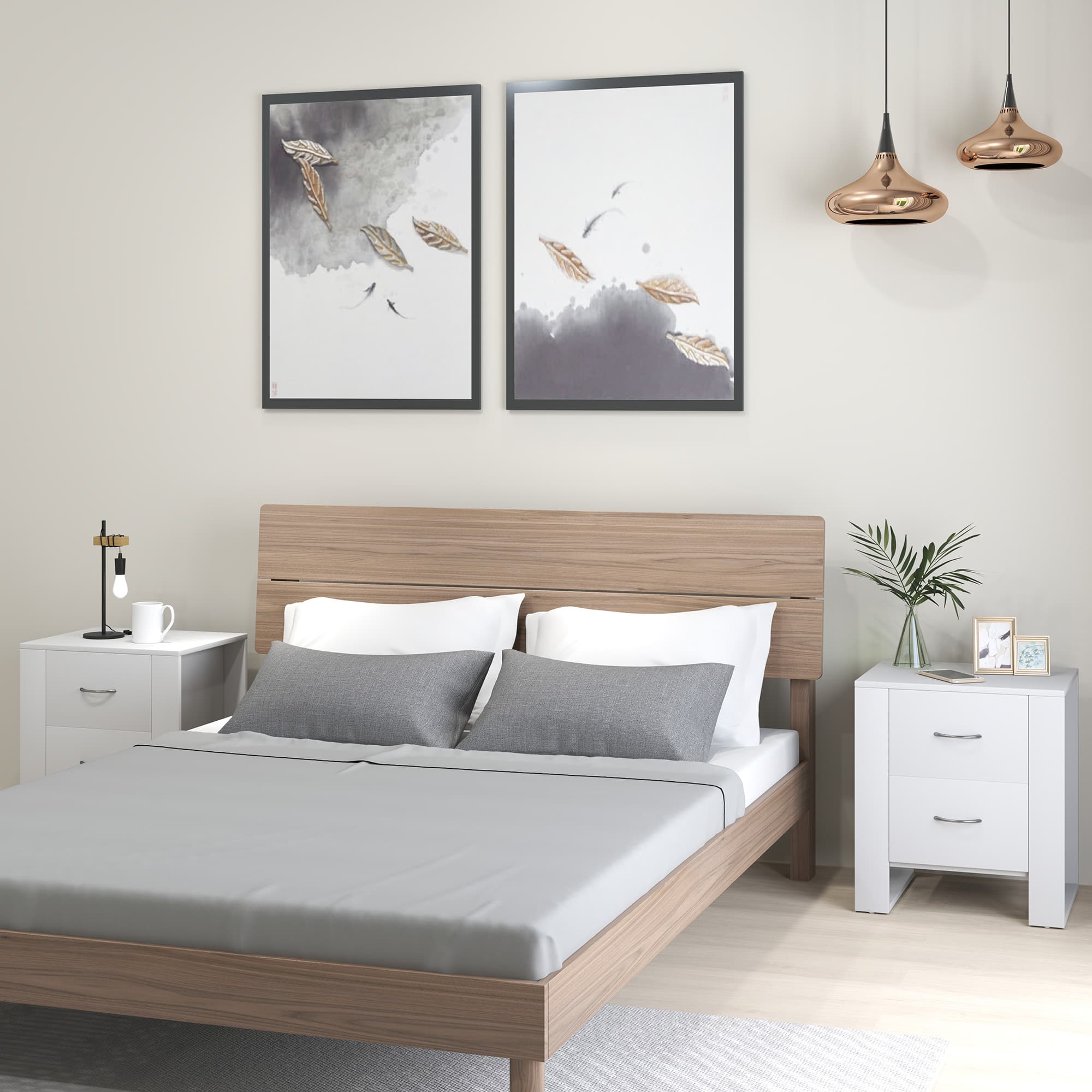 Transform Your Bedroom with this Modern White Bedside Table Set - image 3