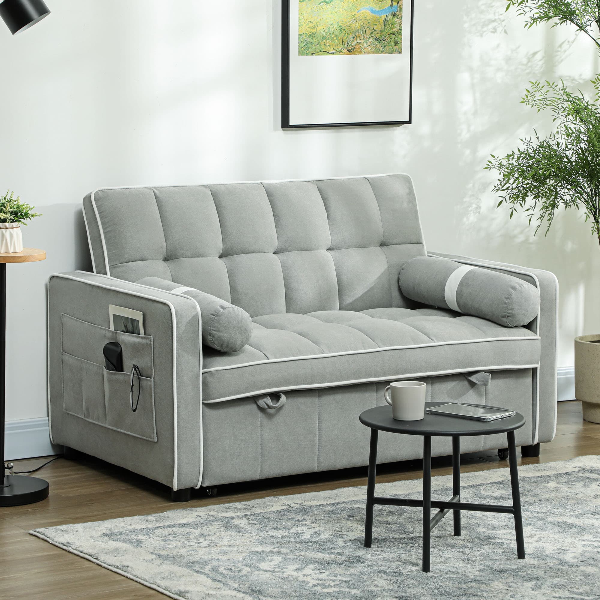 Transform Your Space with this 3-in-1 Light Grey Sofa Bed - image 3