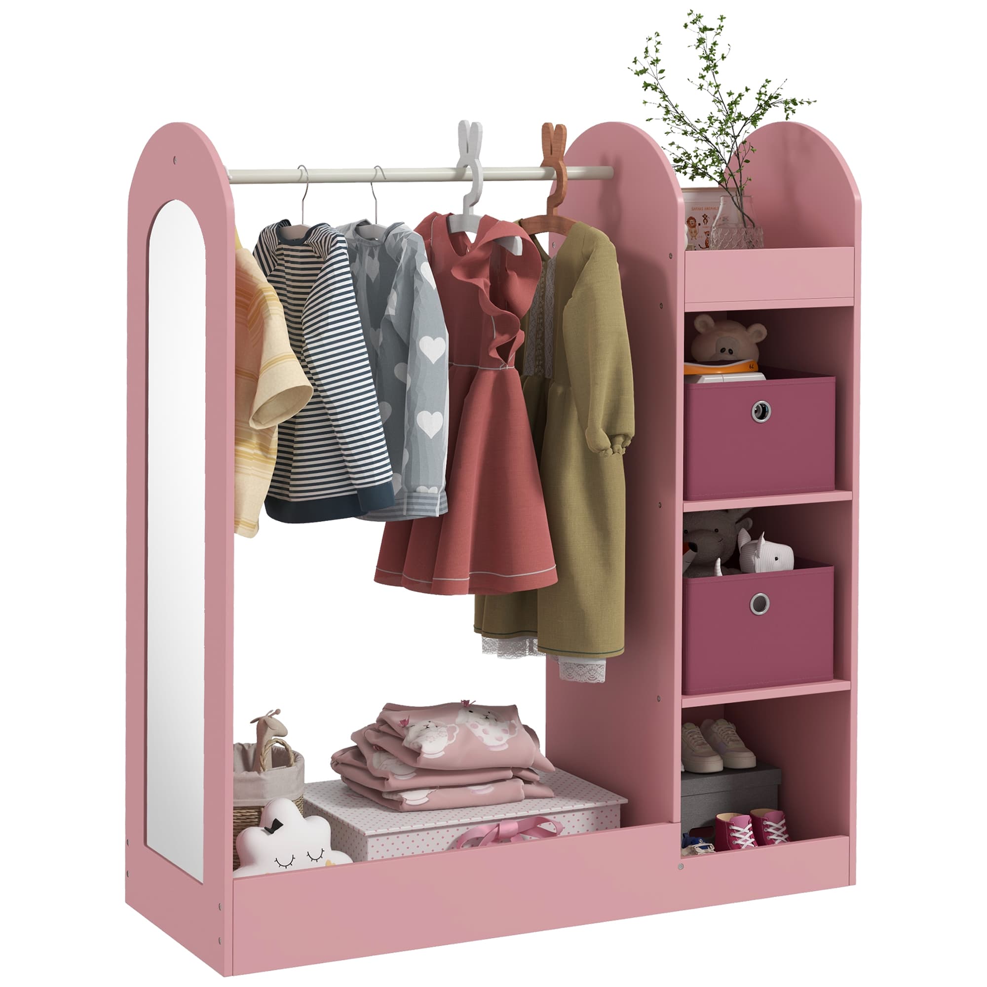 Transform Their Space with this Pink Kids Wardrobe & Mirror - Pink