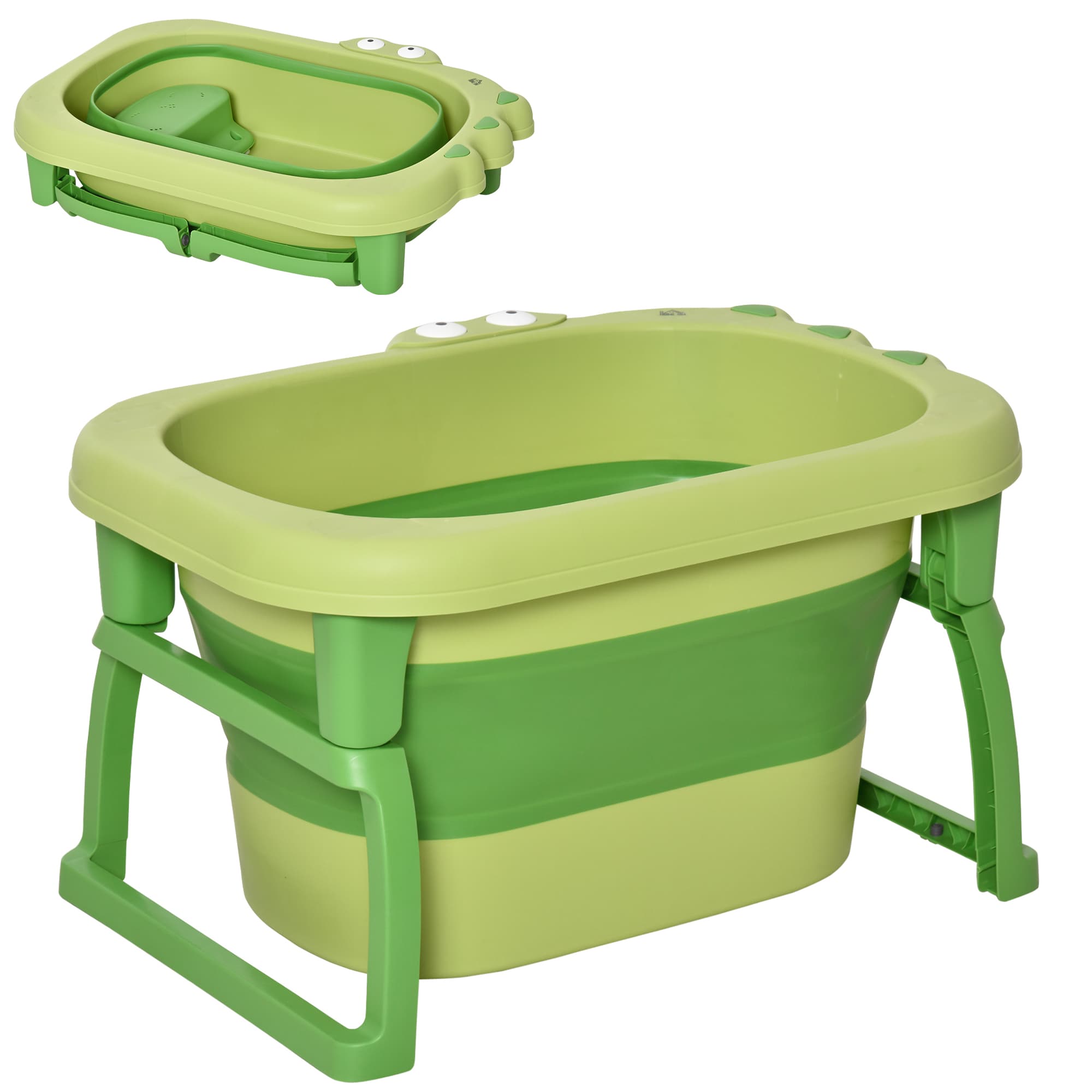 Foldable Green Baby Bathtub with Crocodile Detail - image 7