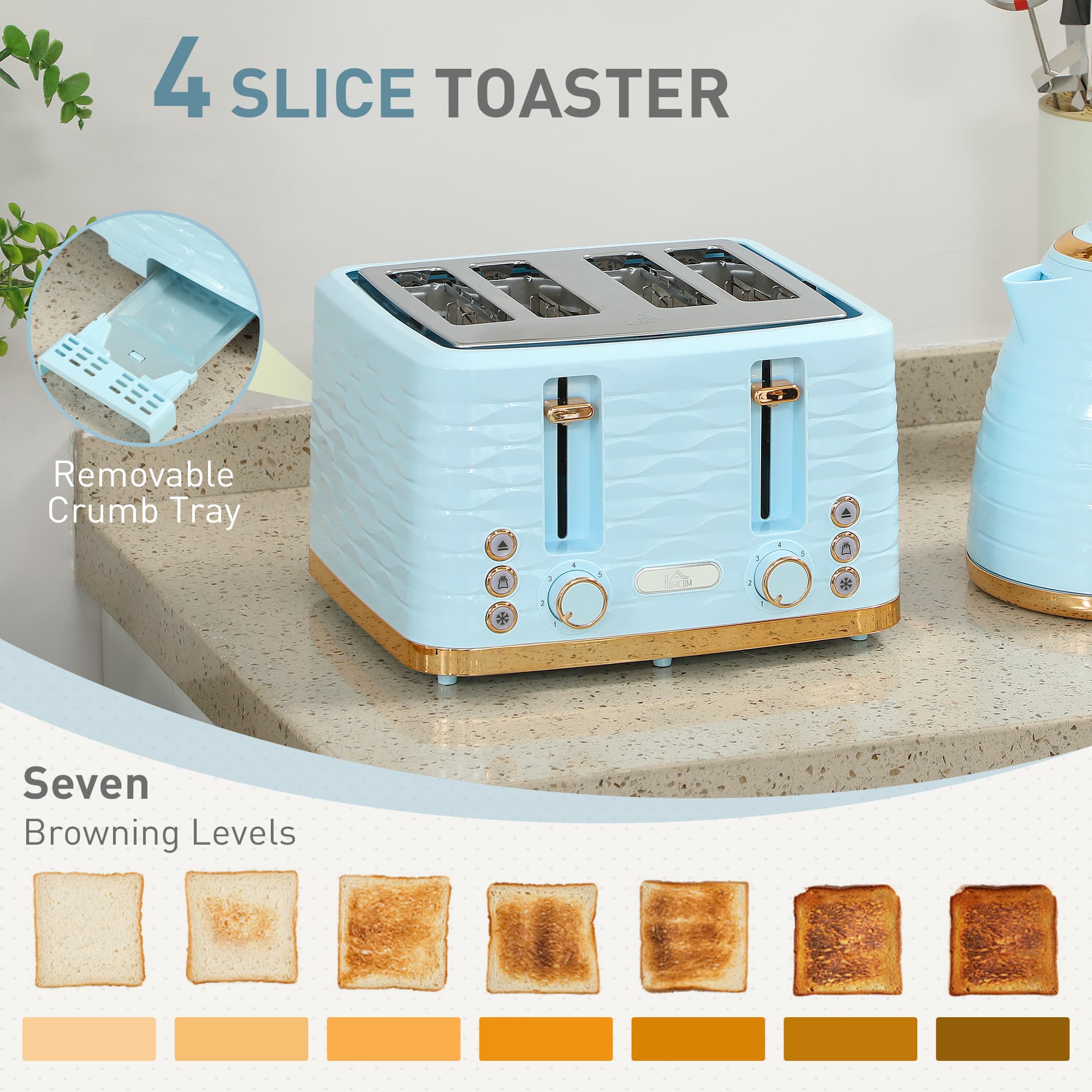 Effortless Breakfasts: Light Blue Kettle & 4-Slice Toaster - image 1