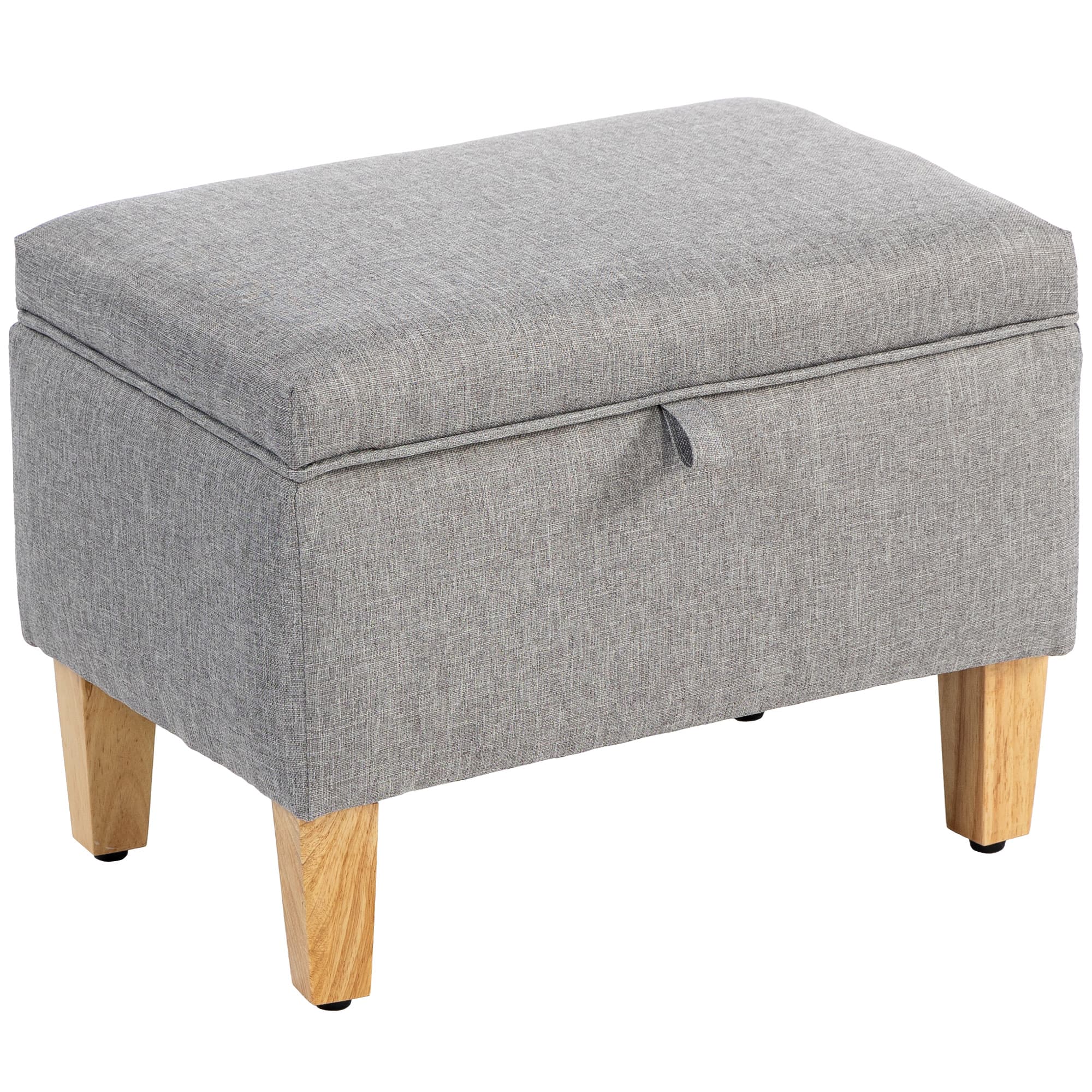 Effortless Storage: Light Grey Linen Ottoman Footstool - Light Grey