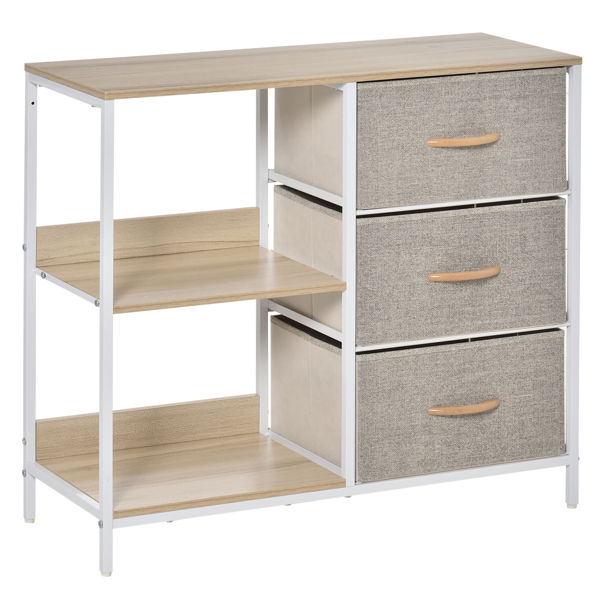 Storage Unit with 3 Fabric Drawers and Open Shelves - image 8