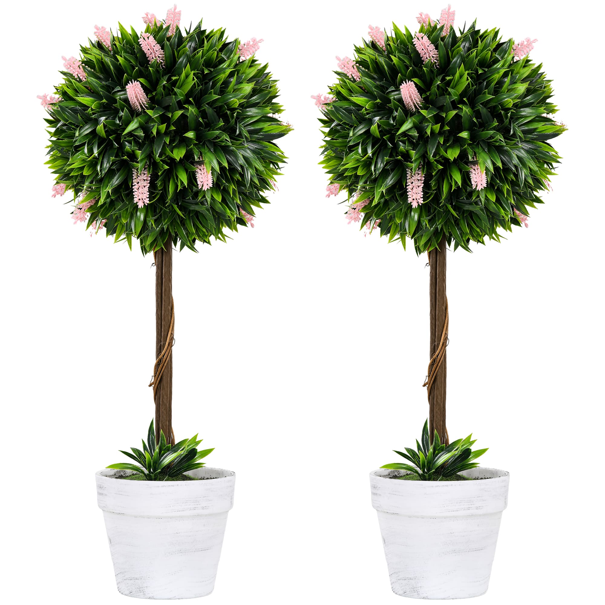 Set of 2 Pink Artificial Ball Tree Plants - image 8