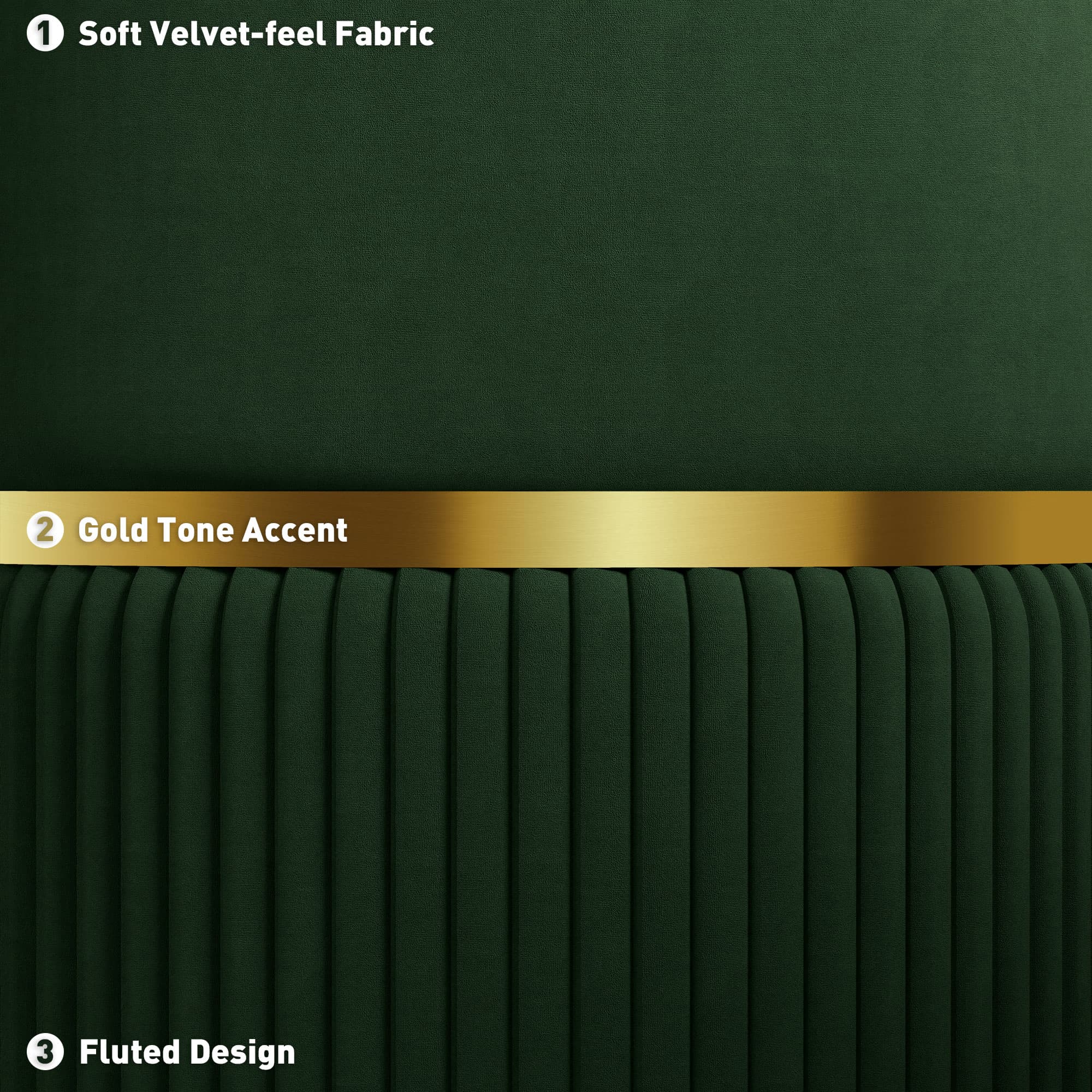 Dark Green Velvet-Feel Storage Ottoman - image 7